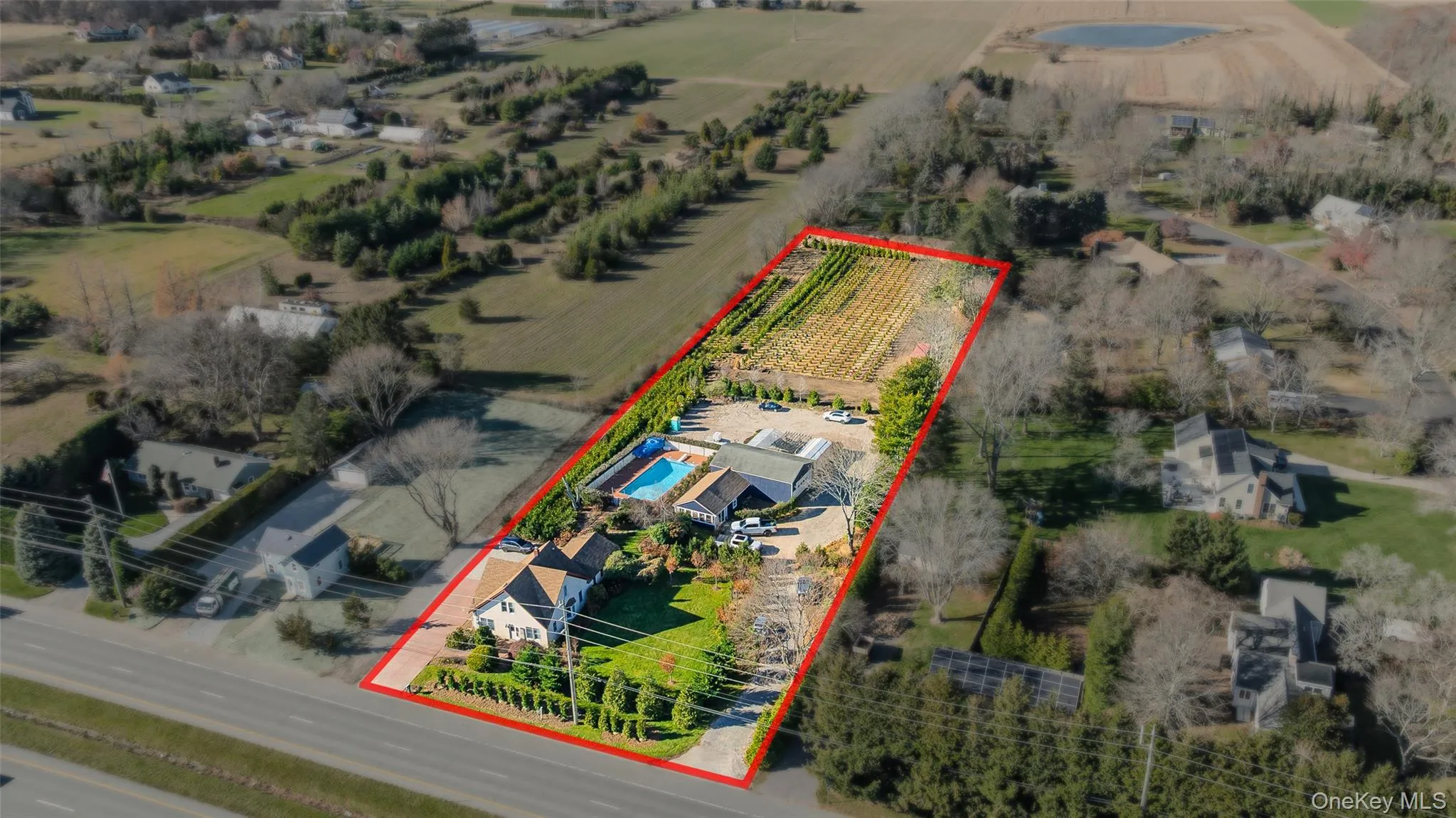 View of rural area with farmland and property parcel outlined View of rural area with farmland and property parcel outlined