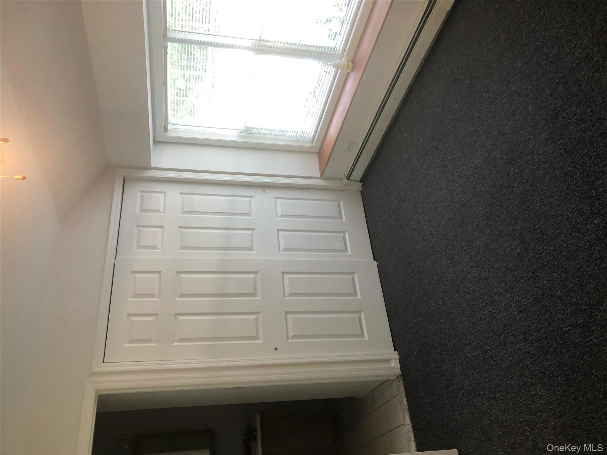 Unfurnished bedroom with a baseboard heating unit, carpet, vaulted ceiling, and a closet Unfurnished bedroom with a baseboard heating unit, carpet, vaulted ceiling, and a closet