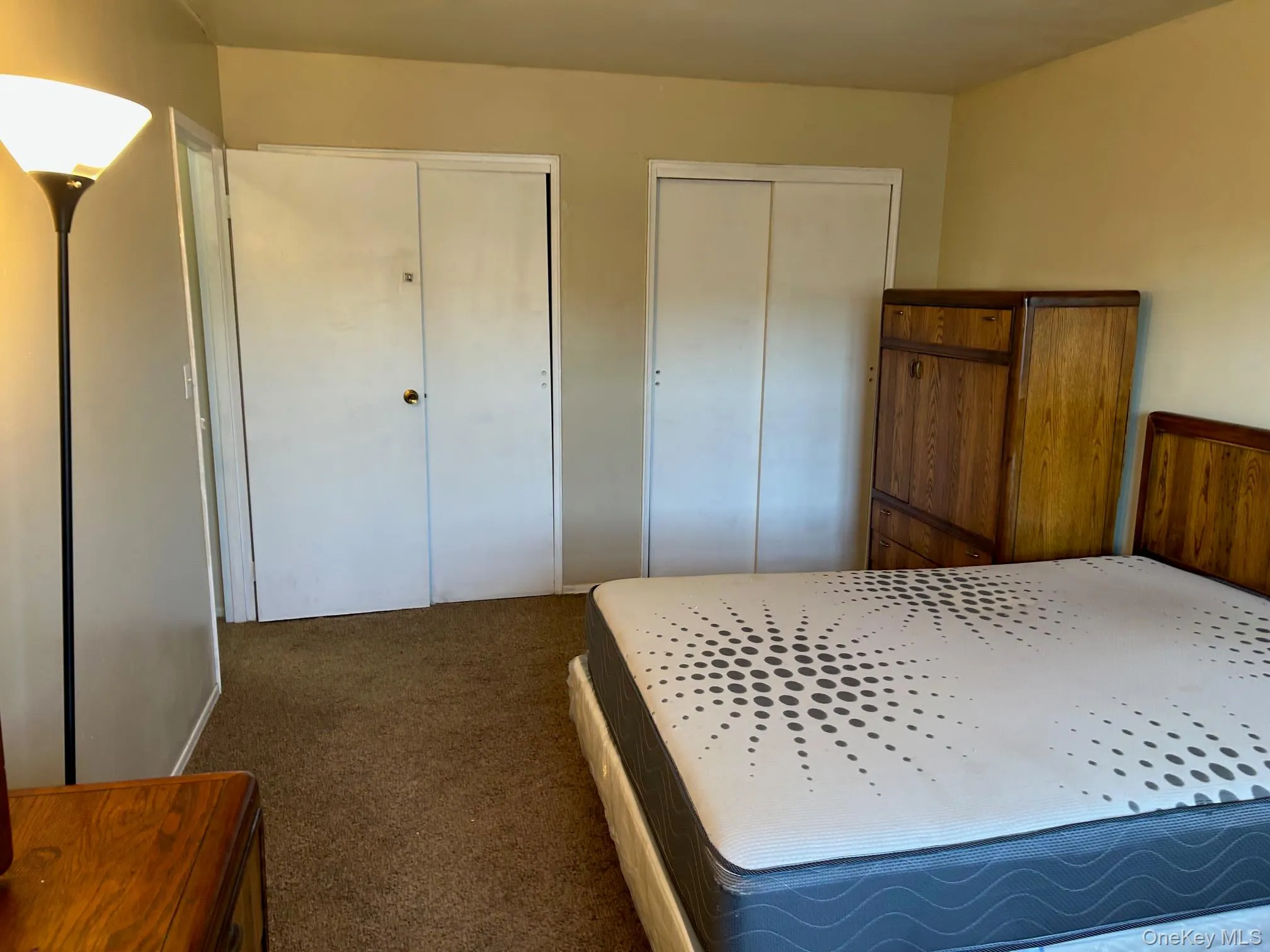 Bedroom with multiple closets and carpet flooring Bedroom with multiple closets and carpet flooring