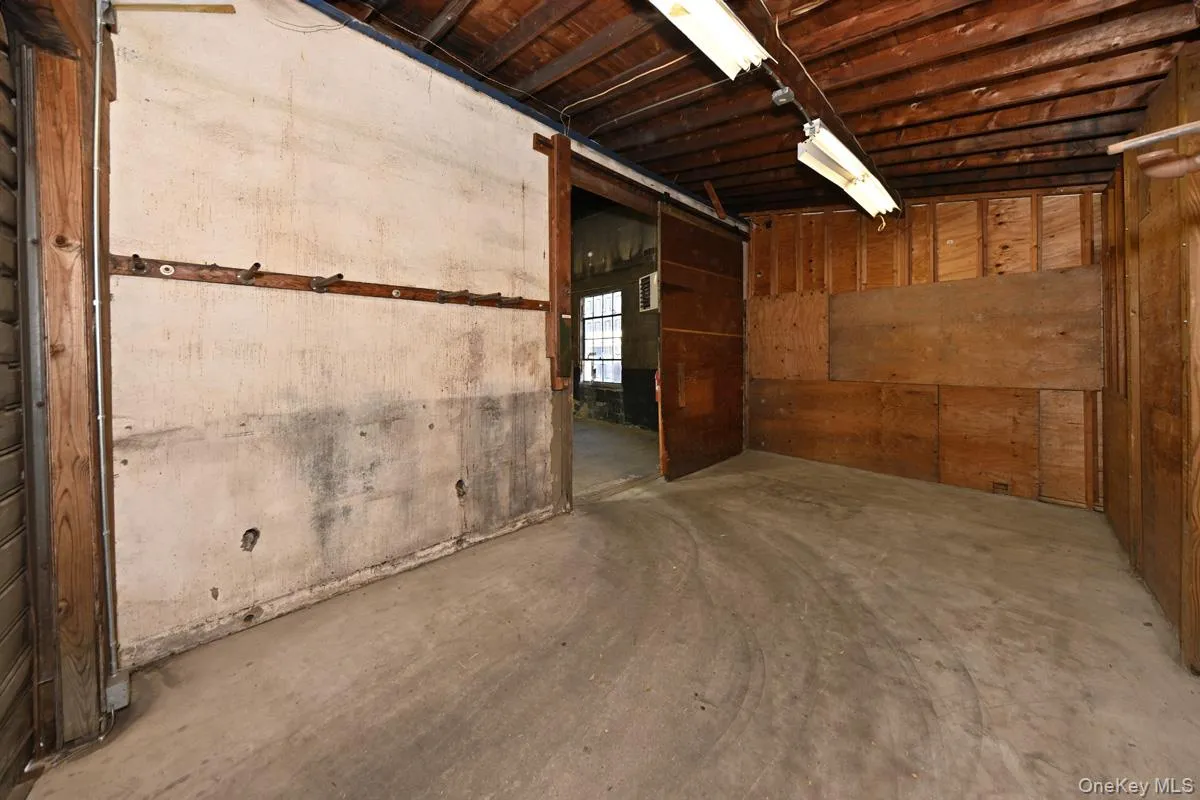 Basement with a barn door Basement with a barn door