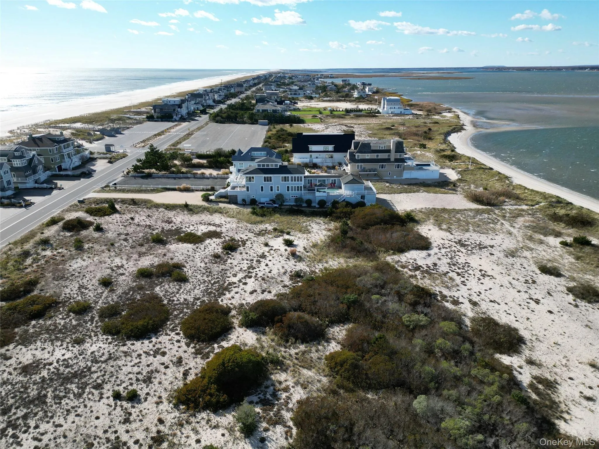 Bird's eye view of expansive beach Bird's eye view of expansive beach