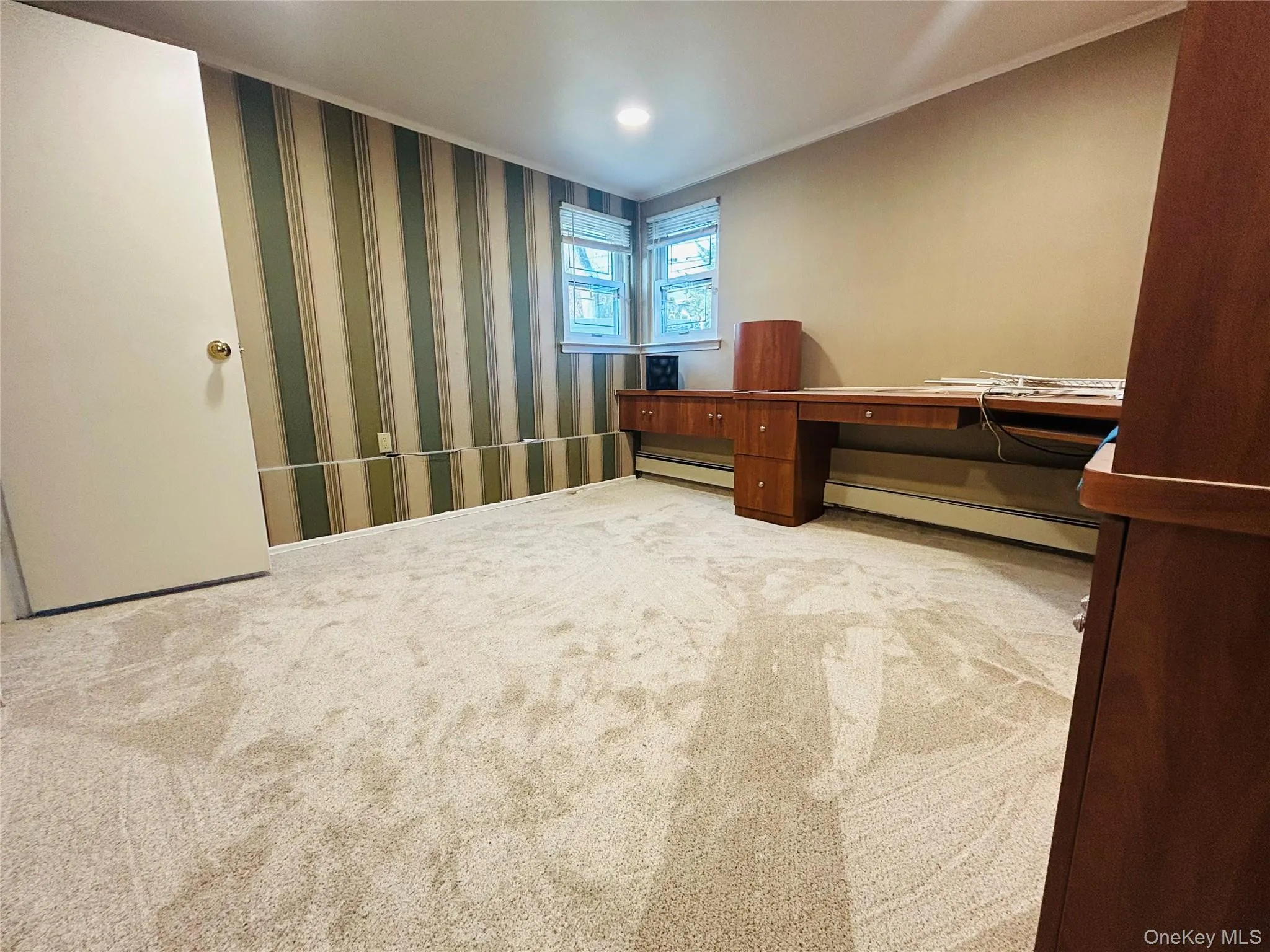 fourth bedroom or office, built-in wood desk, new carpet flooring fourth bedroom or office, built-in wood desk, new carpet flooring