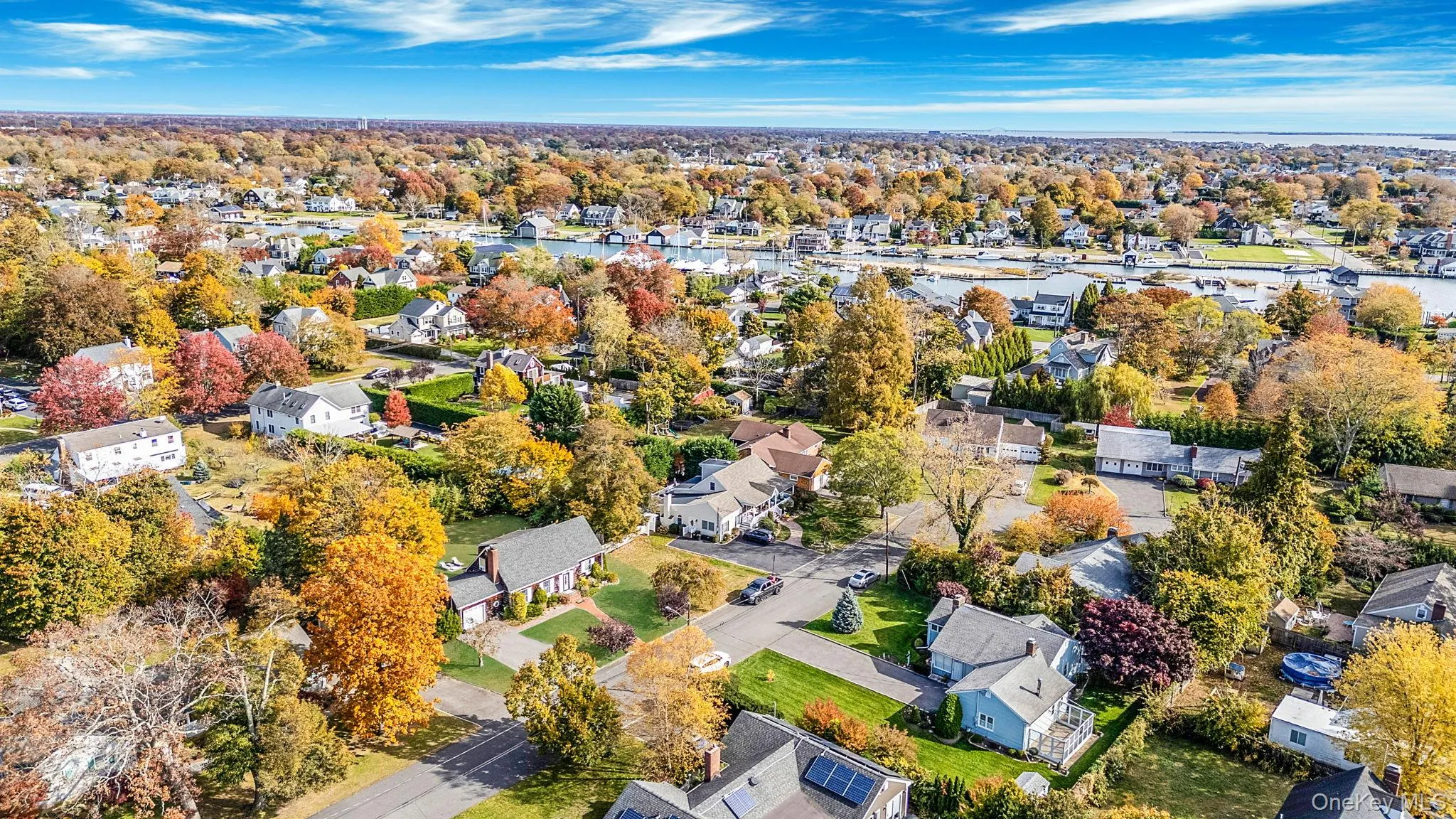 Aerial perspective of suburban area Aerial perspective of suburban area
