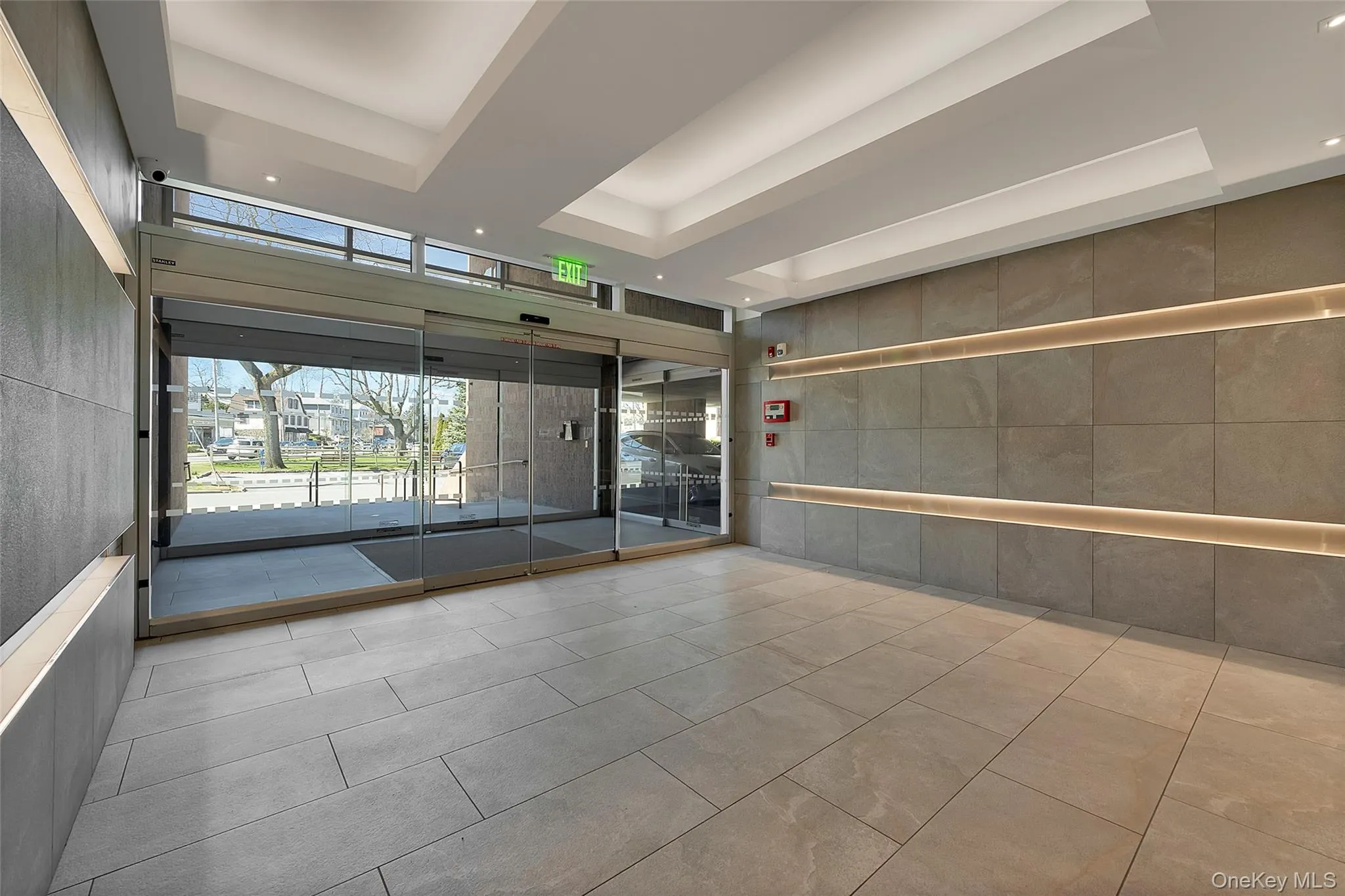 Community lobby with tile walls Community lobby with tile walls