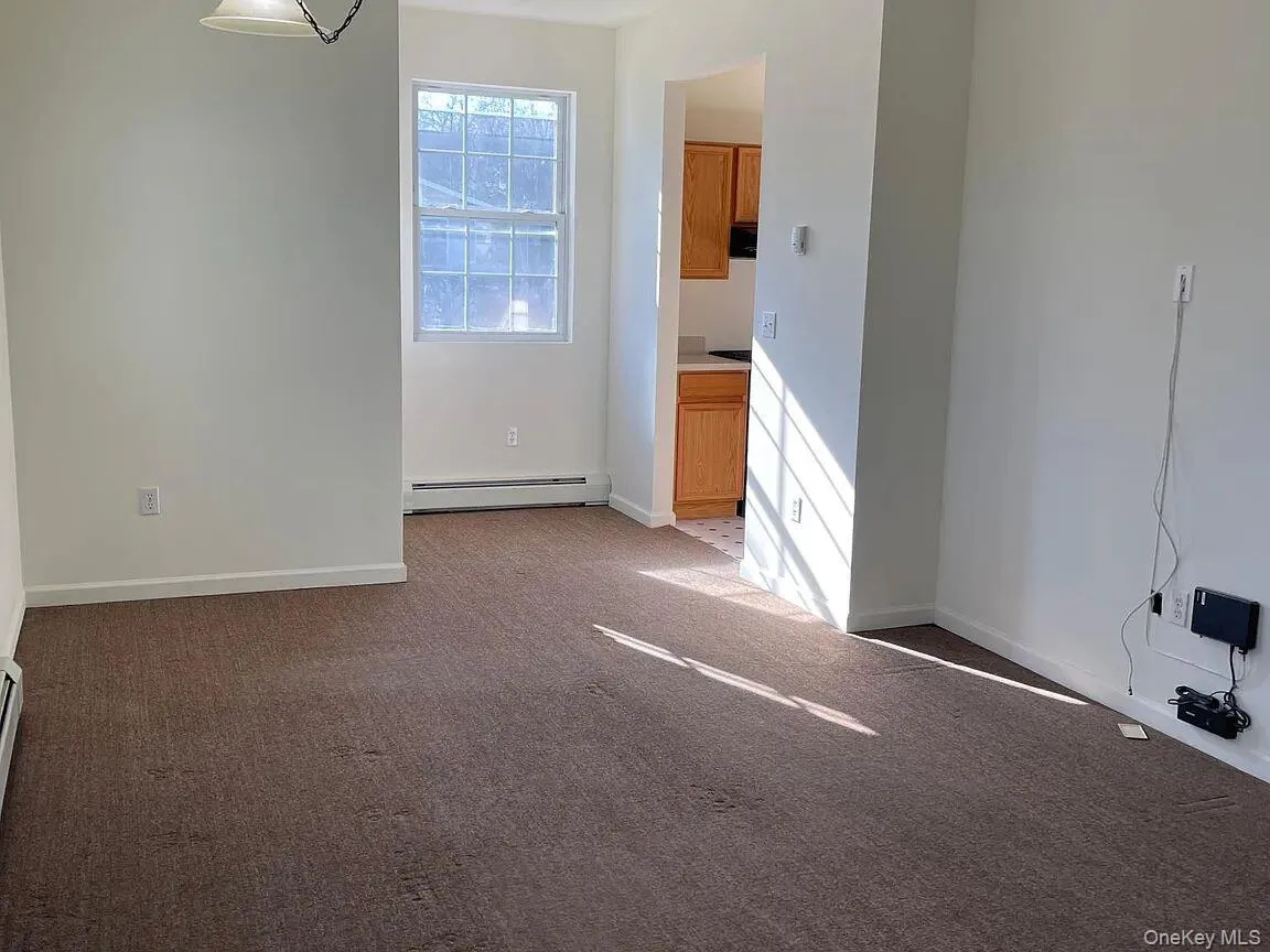 Spare room with dark carpet and baseboard heating Spare room with dark carpet and baseboard heating