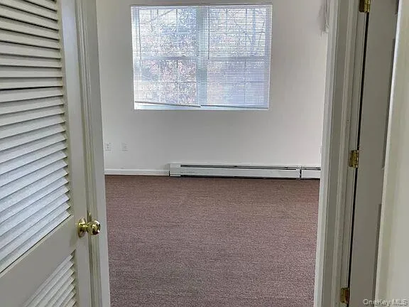 Carpeted spare room featuring baseboard heating Carpeted spare room featuring baseboard heating