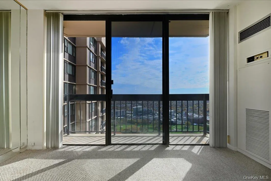 Spare room featuring healthy amount of natural light, carpet floors, a wall of windows, and a heating unit Spare room featuring healthy amount of natural light, carpet floors, a wall of windows, and a heating unit