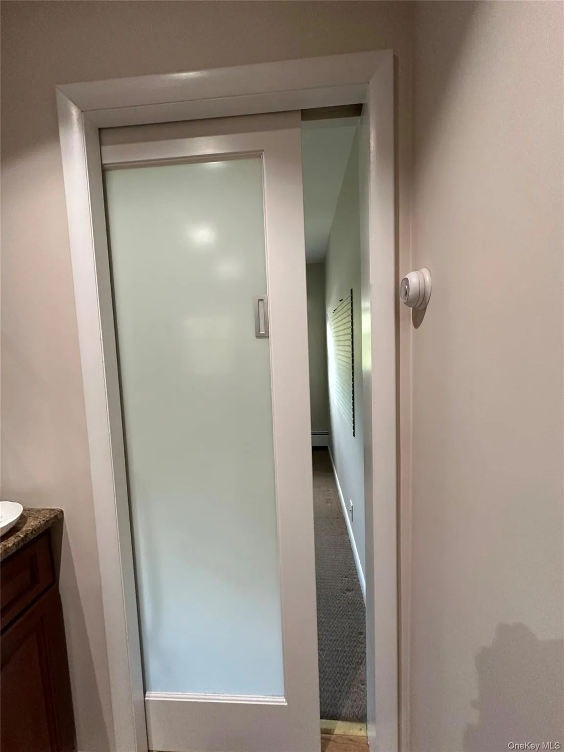 Next to the dining area, off the kitchen, a modern pocket door opens into... Next to the dining area, off the kitchen, a modern pocket door opens into...