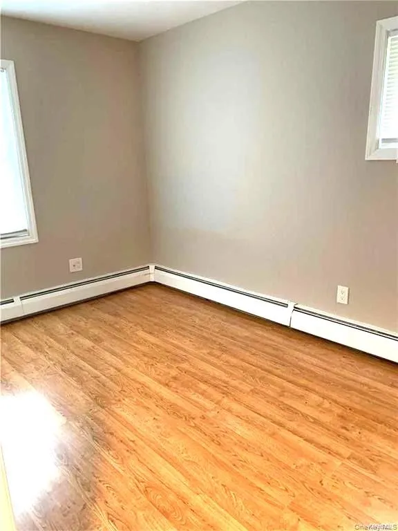 Unfurnished room featuring light wood-style floors and a baseboard radiator Unfurnished room featuring light wood-style floors and a baseboard radiator