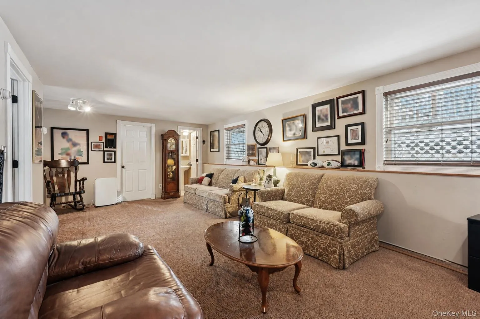 Lower level carpeted living room featuring plenty of natural light. Lower level carpeted living room featuring plenty of natural light.