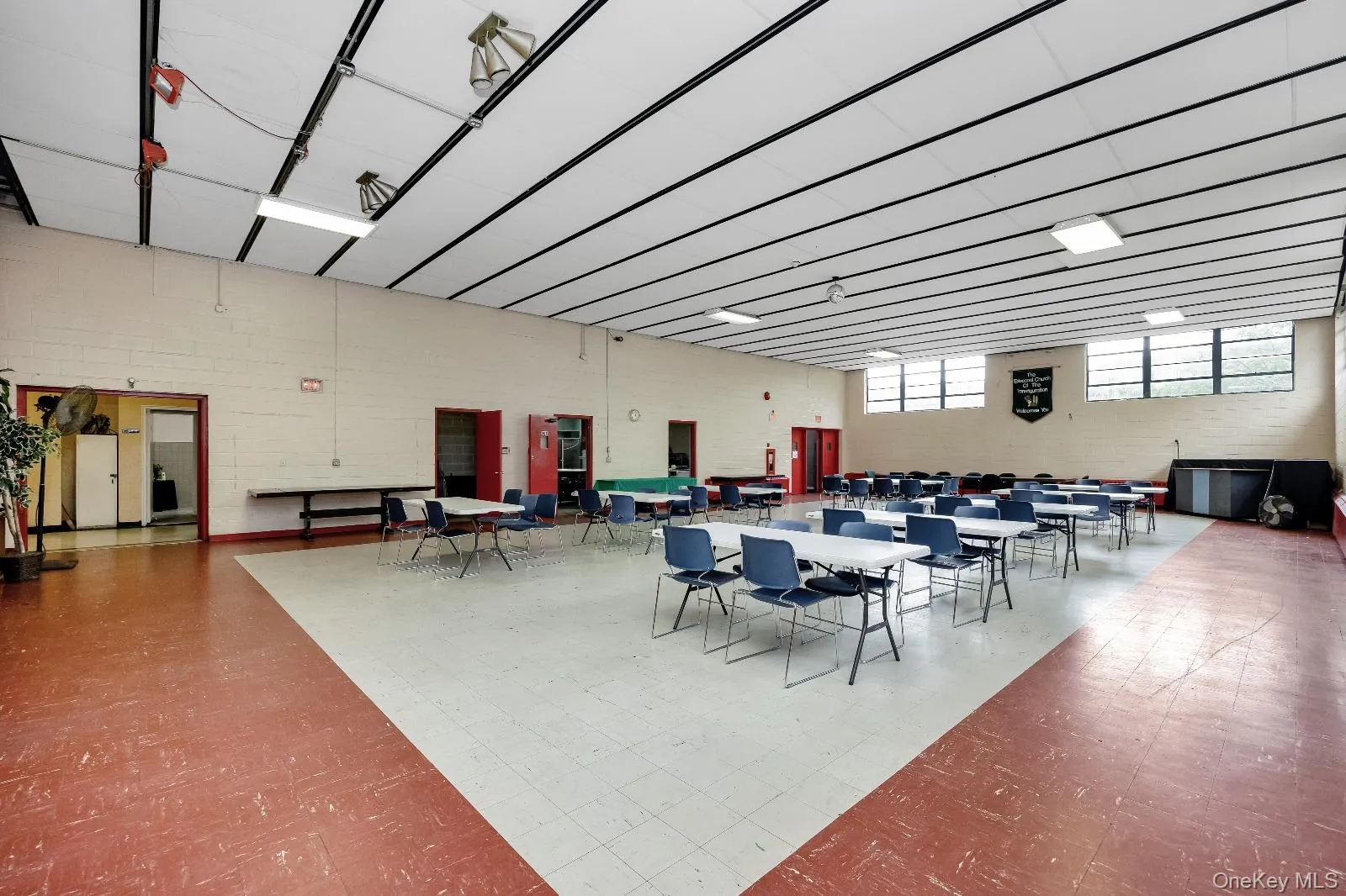 Dining space with tile patterned floors Dining space with tile patterned floors
