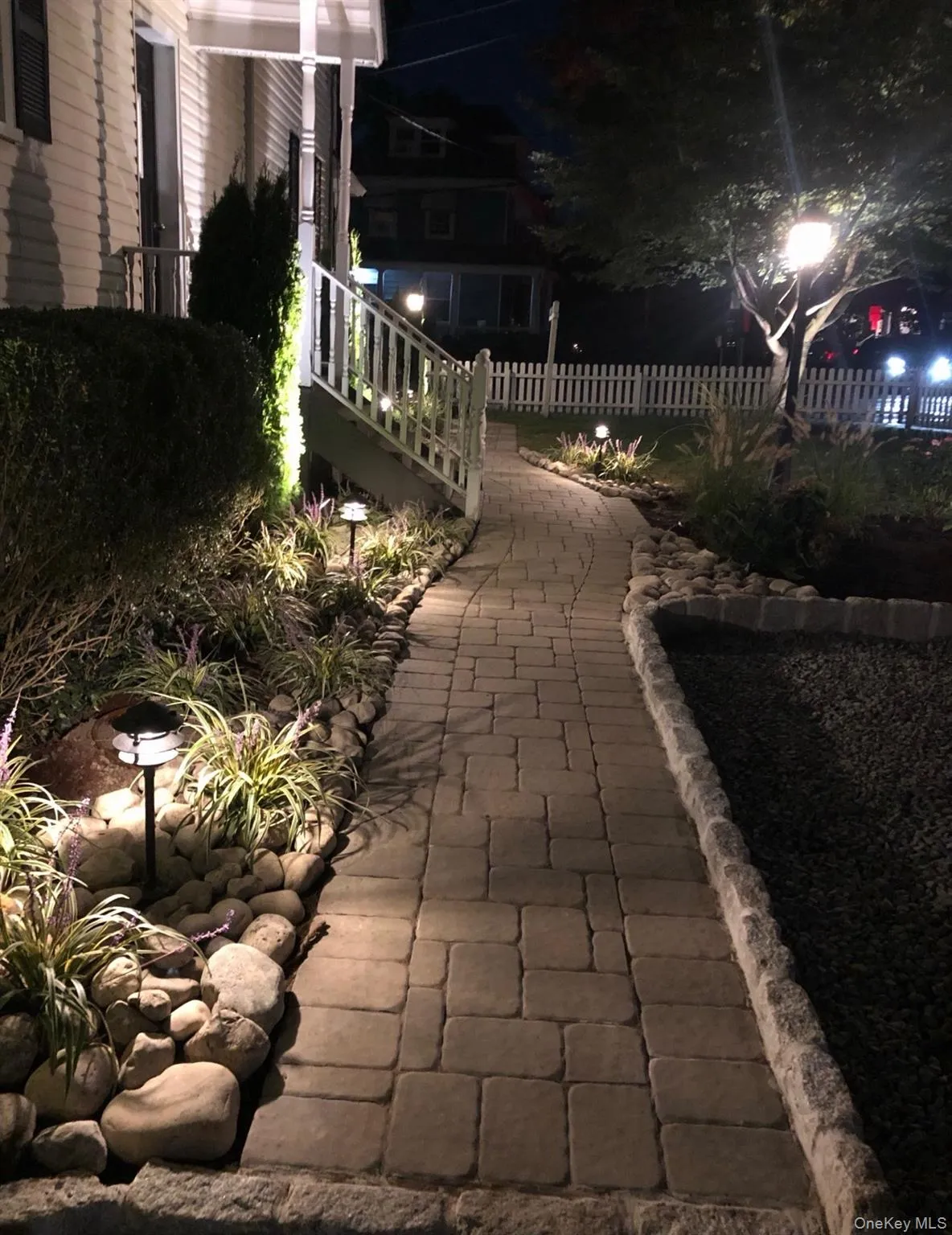 View of patio at twilight View of patio at twilight