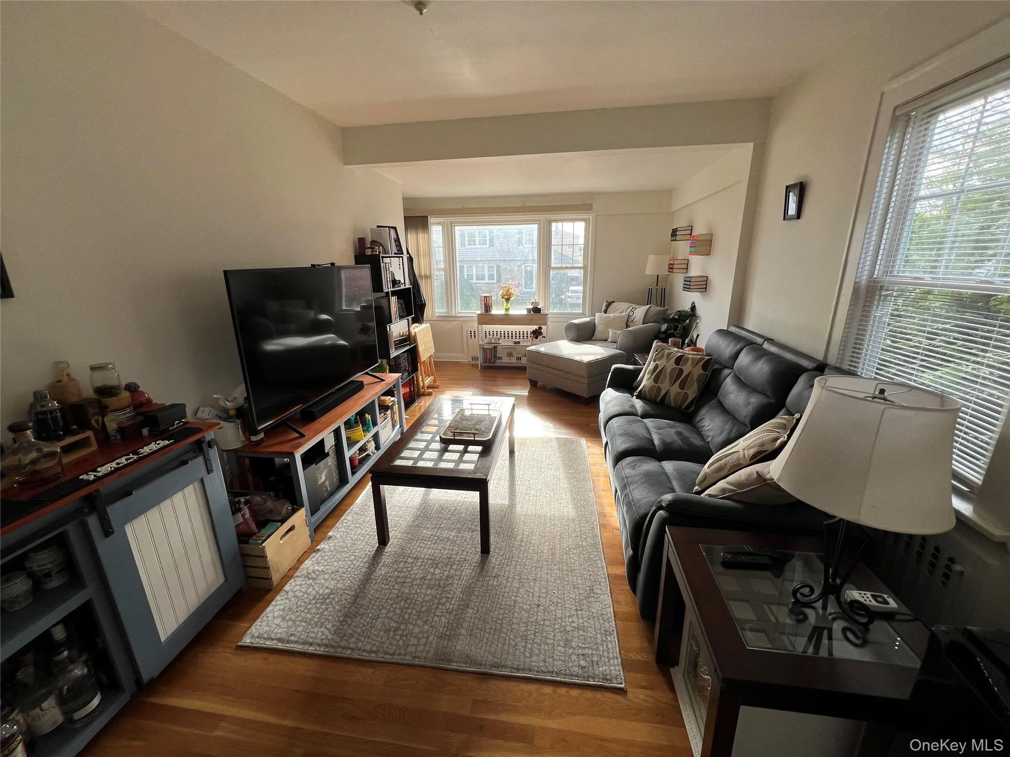 Living area featuring dark wood-style floors Living area featuring dark wood-style floors