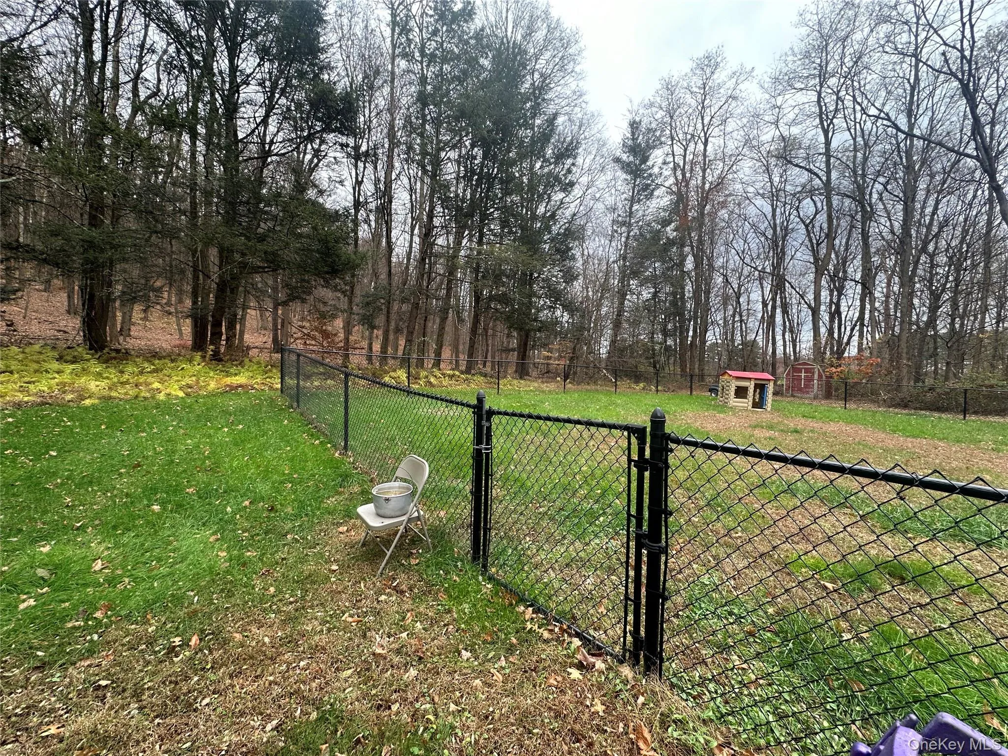 View of yard featuring a gate View of yard featuring a gate