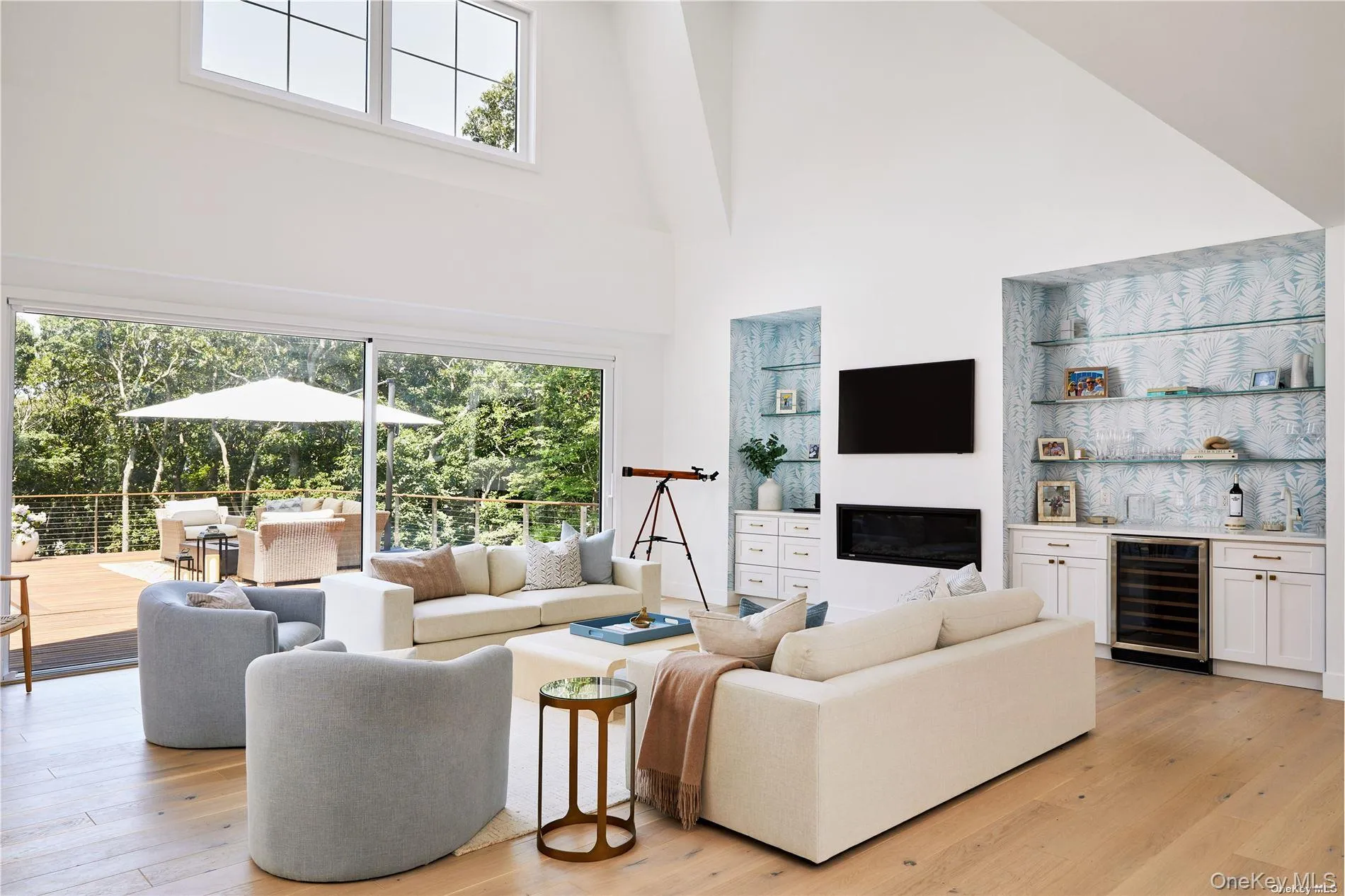 Living area with cathedral ceilings Living area with cathedral ceilings