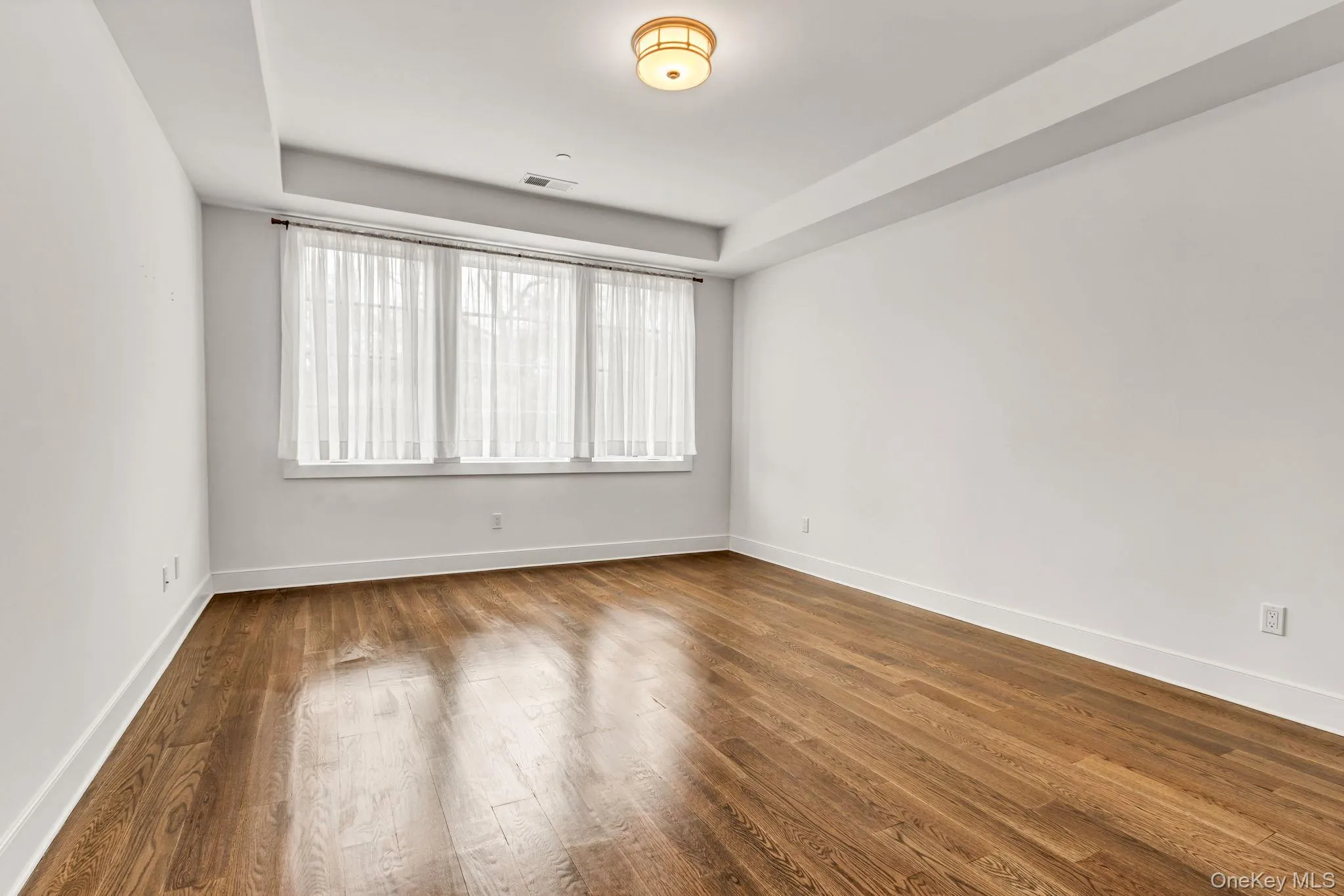 Spare room with wood finished floors and a raised ceiling Spare room with wood finished floors and a raised ceiling