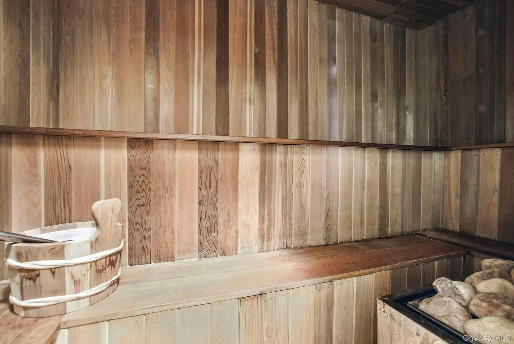Relaxing sauna / steam room with wooden walls Relaxing sauna / steam room with wooden walls