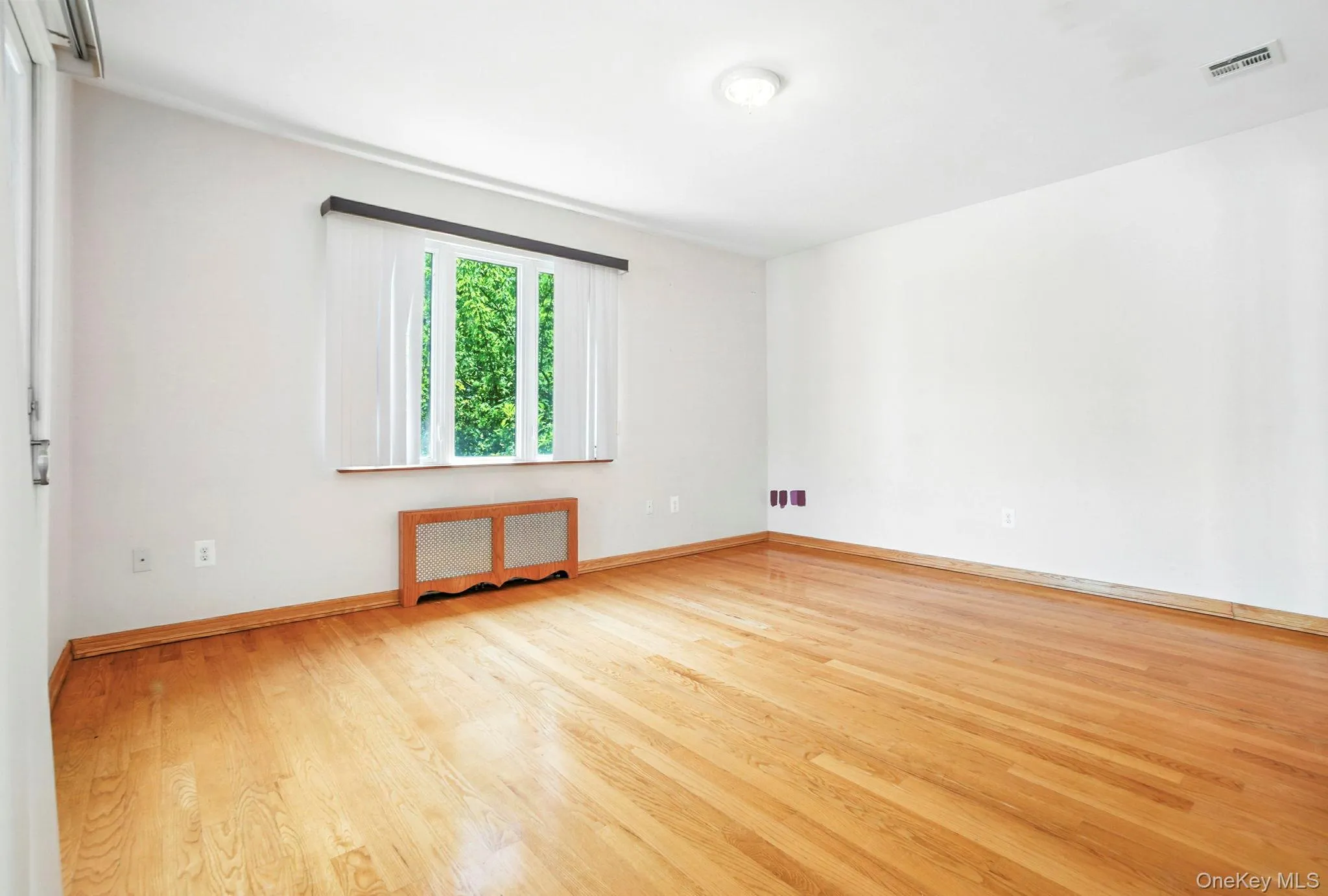 Empty room with radiator and light wood-type flooring Empty room with radiator and light wood-type flooring