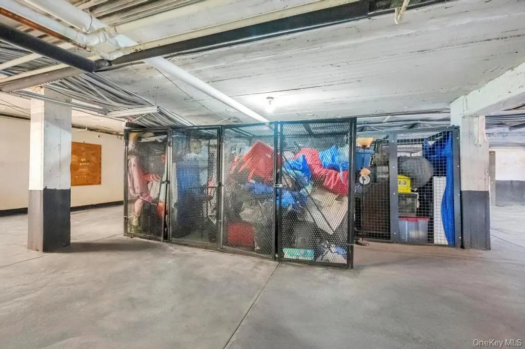 Storage cages in basement Storage cages in basement