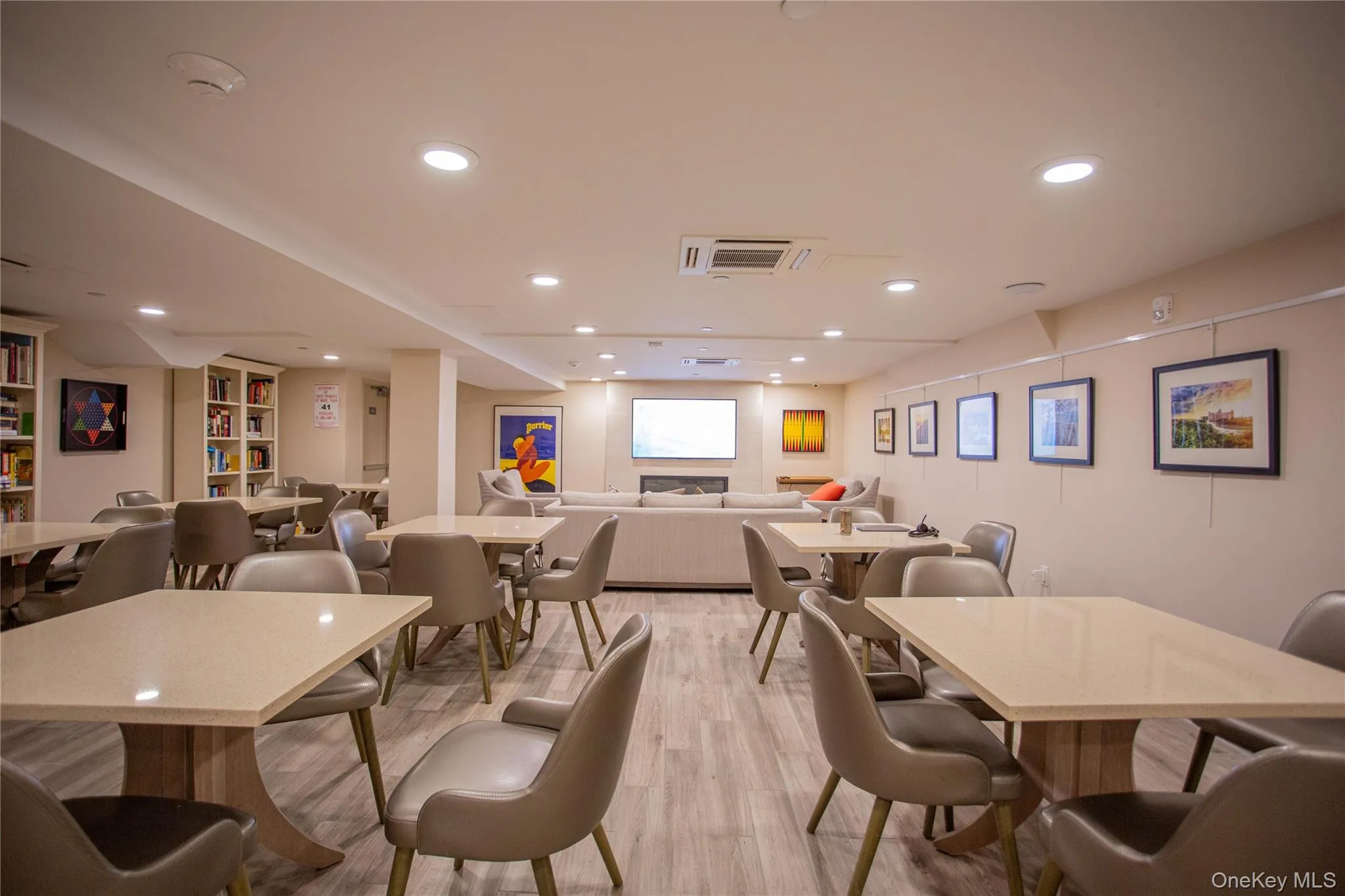 Dining area with recessed lighting and light wood finished floors Dining area with recessed lighting and light wood finished floors