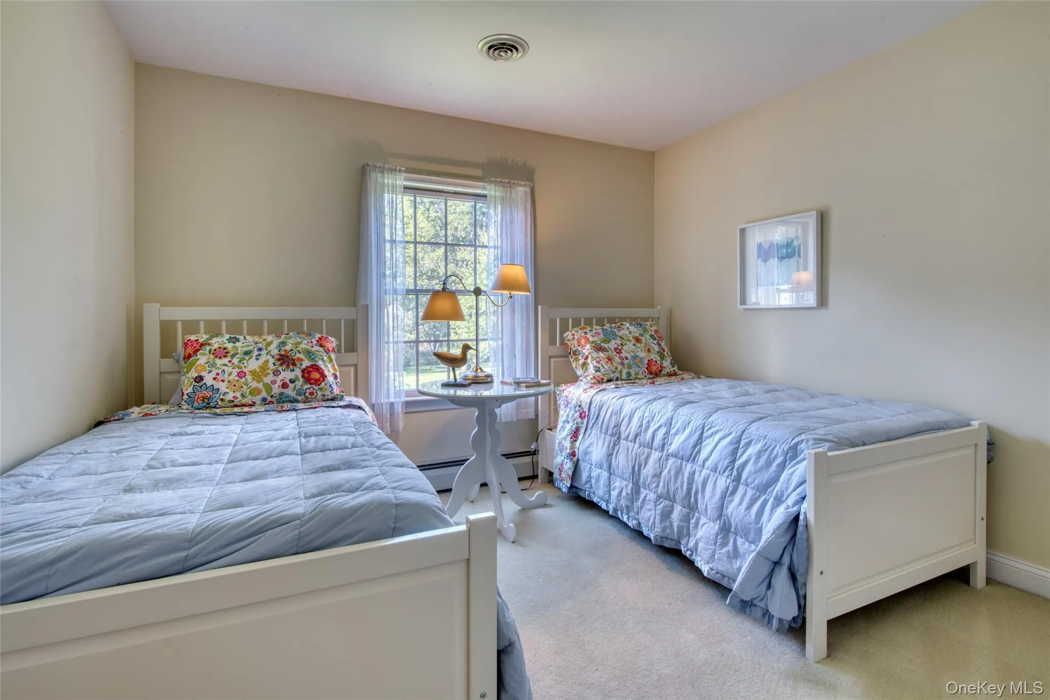 Carpeted bedroom with a baseboard radiator Carpeted bedroom with a baseboard radiator