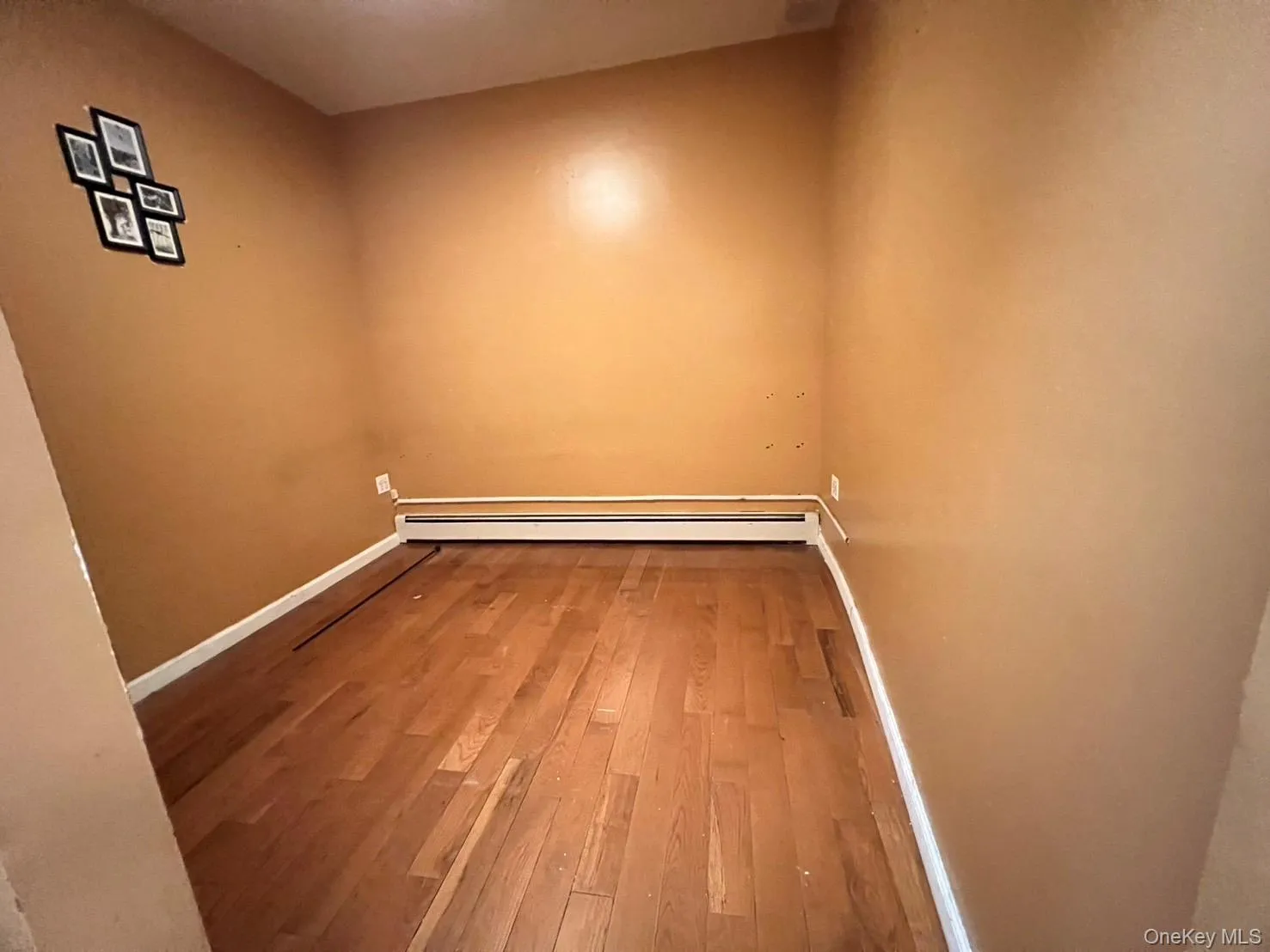 Spare room featuring wood finished floors and baseboard heating Spare room featuring wood finished floors and baseboard heating