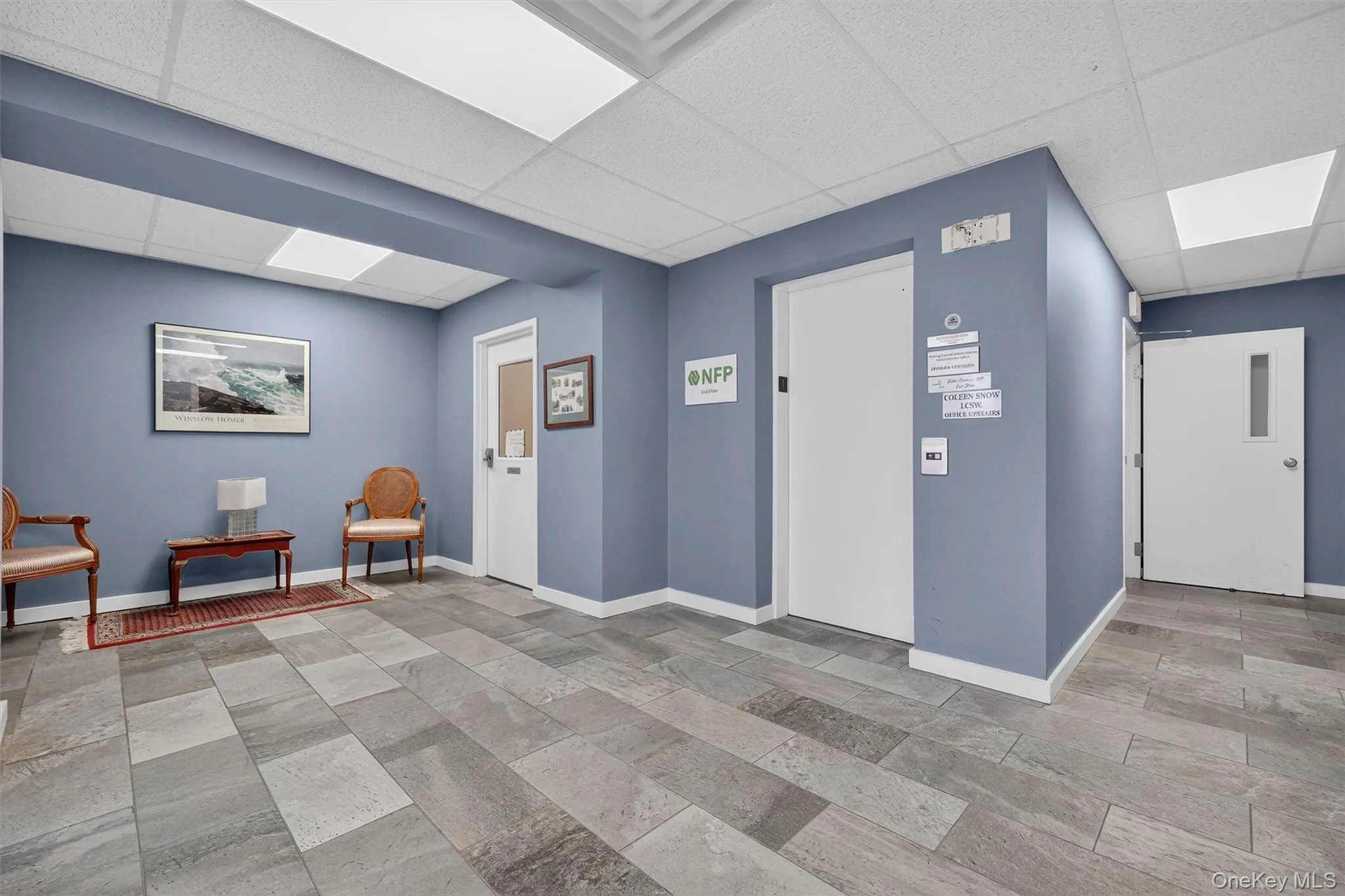 Community lobby with a drop ceiling Community lobby with a drop ceiling