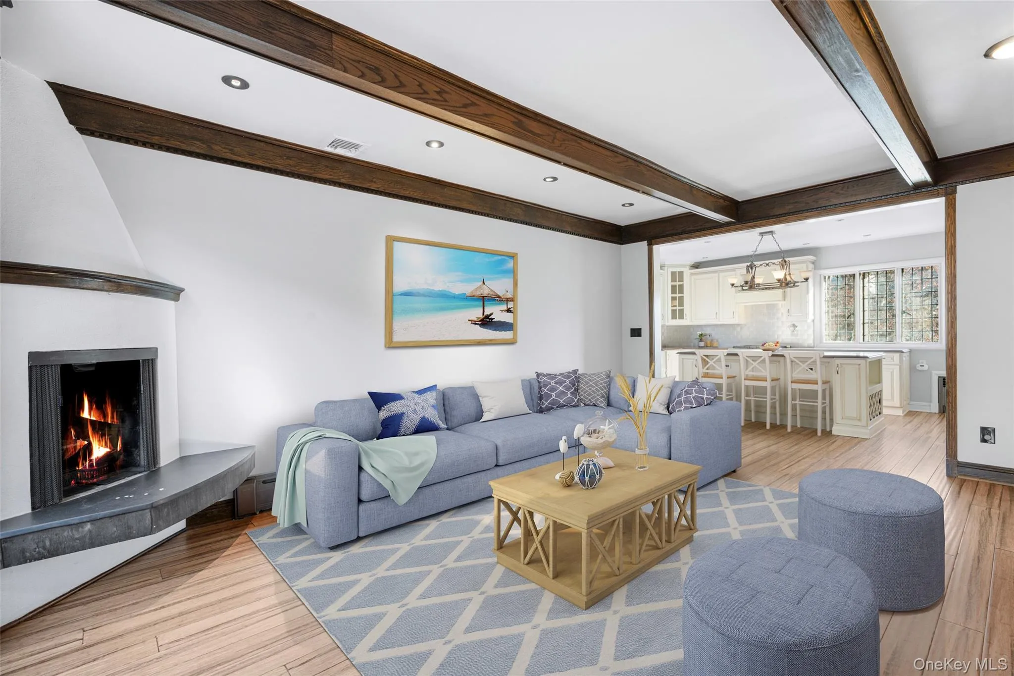 Virtually staged family room. Virtually staged family room.