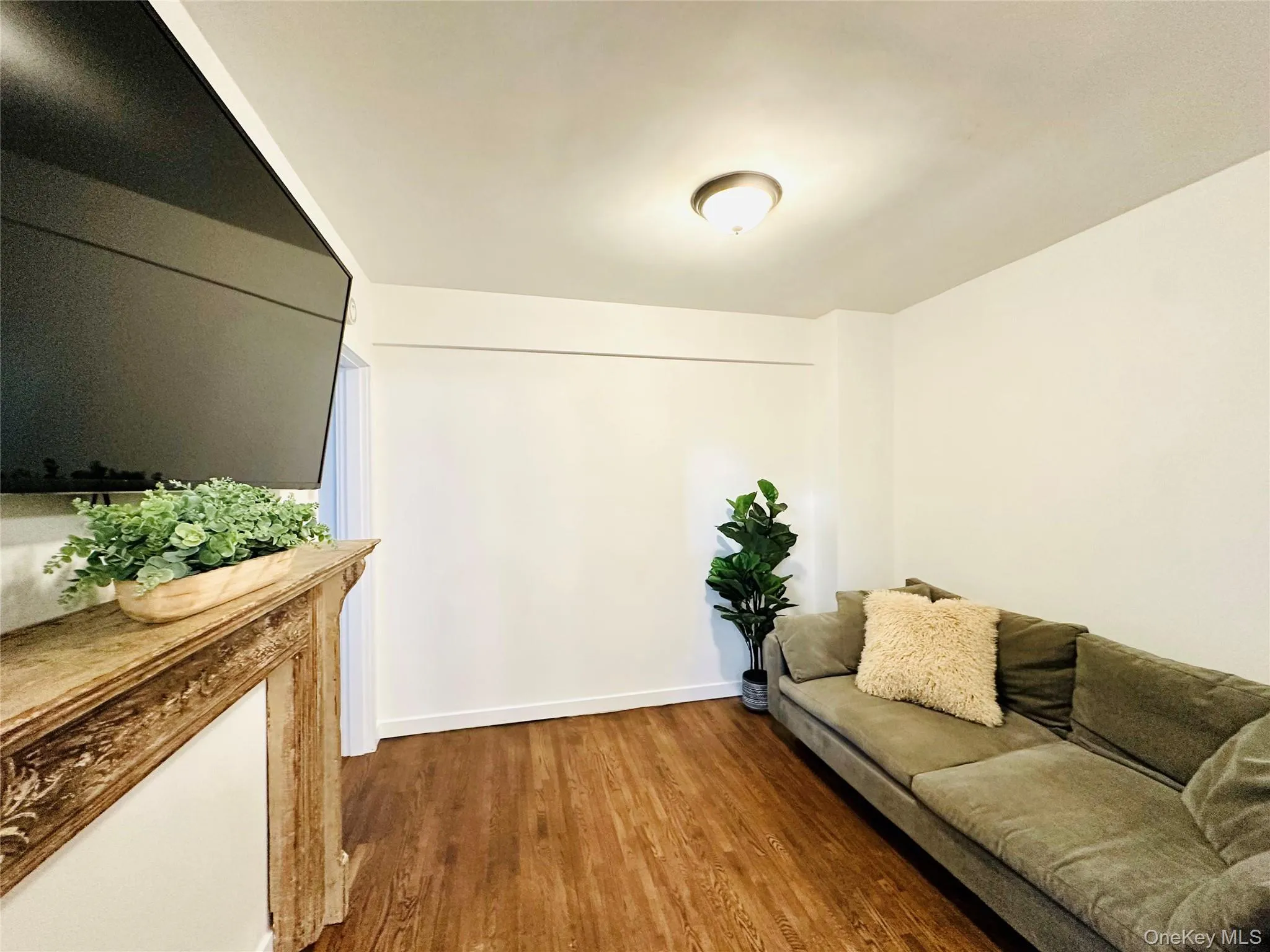 Living room featuring wood finished floors and baseboards Living room featuring wood finished floors and baseboards