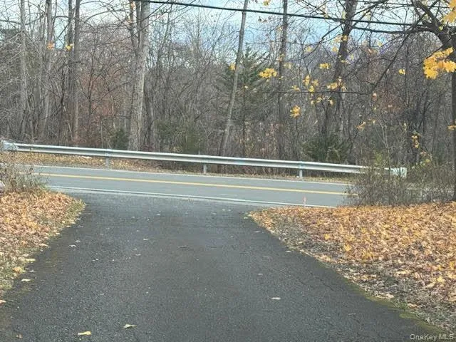 View of asphalt driveway entering to the municipal road featuring a wooded view... View of asphalt driveway entering to the municipal road featuring a wooded view...