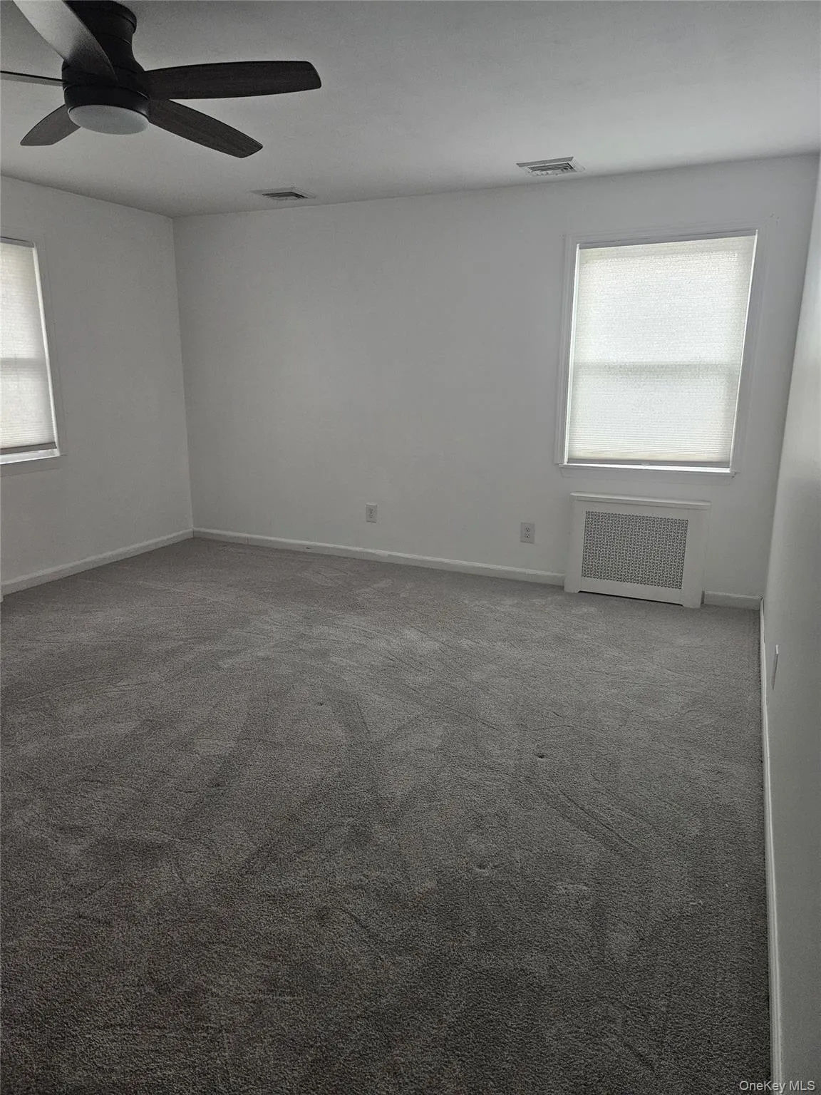 Empty room featuring healthy amount of natural light, radiator, and carpet Empty room featuring healthy amount of natural light, radiator, and carpet