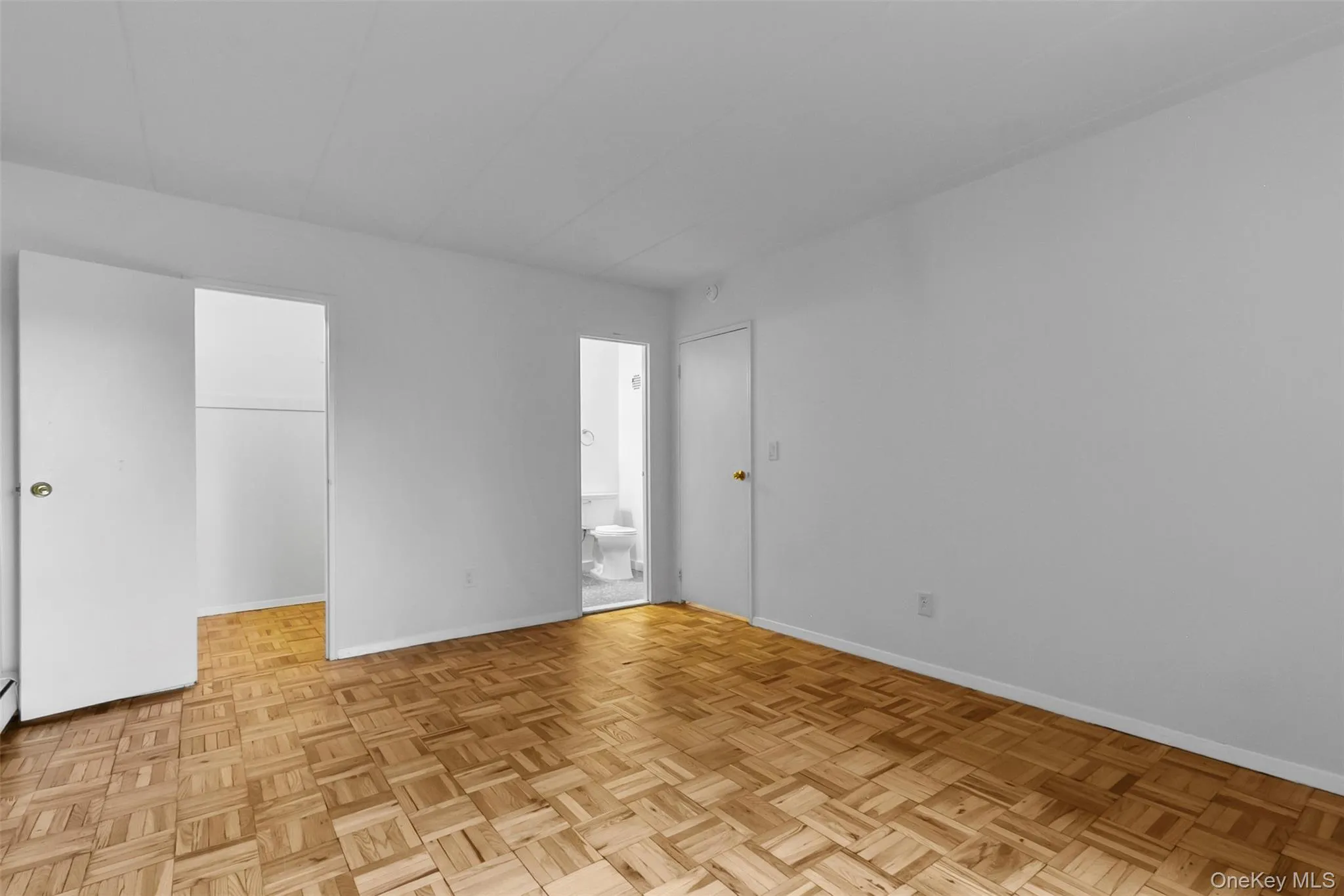 Unfurnished bedroom with a walk in closet and baseboards Unfurnished bedroom with a walk in closet and baseboards