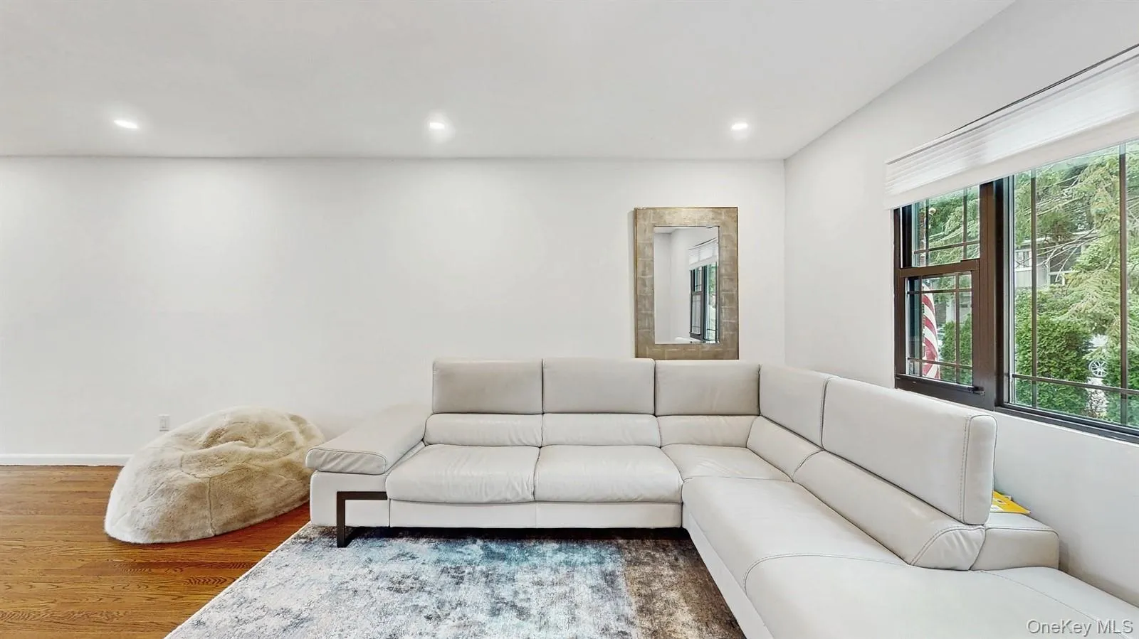 Living area featuring wood finished floors and recessed lighting. Living area featuring wood finished floors and recessed lighting.