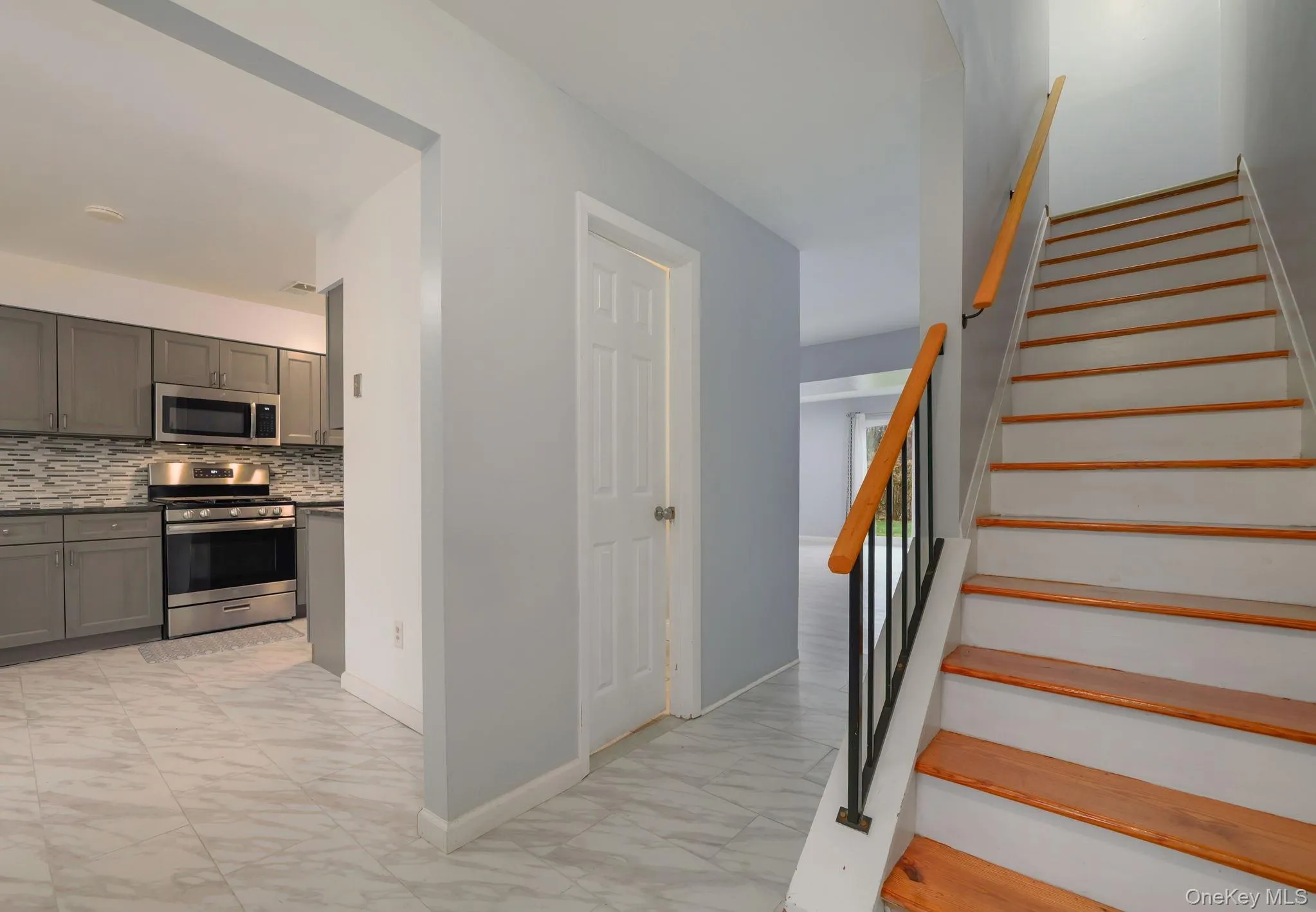 Stairway with marble finish floors Stairway with marble finish floors