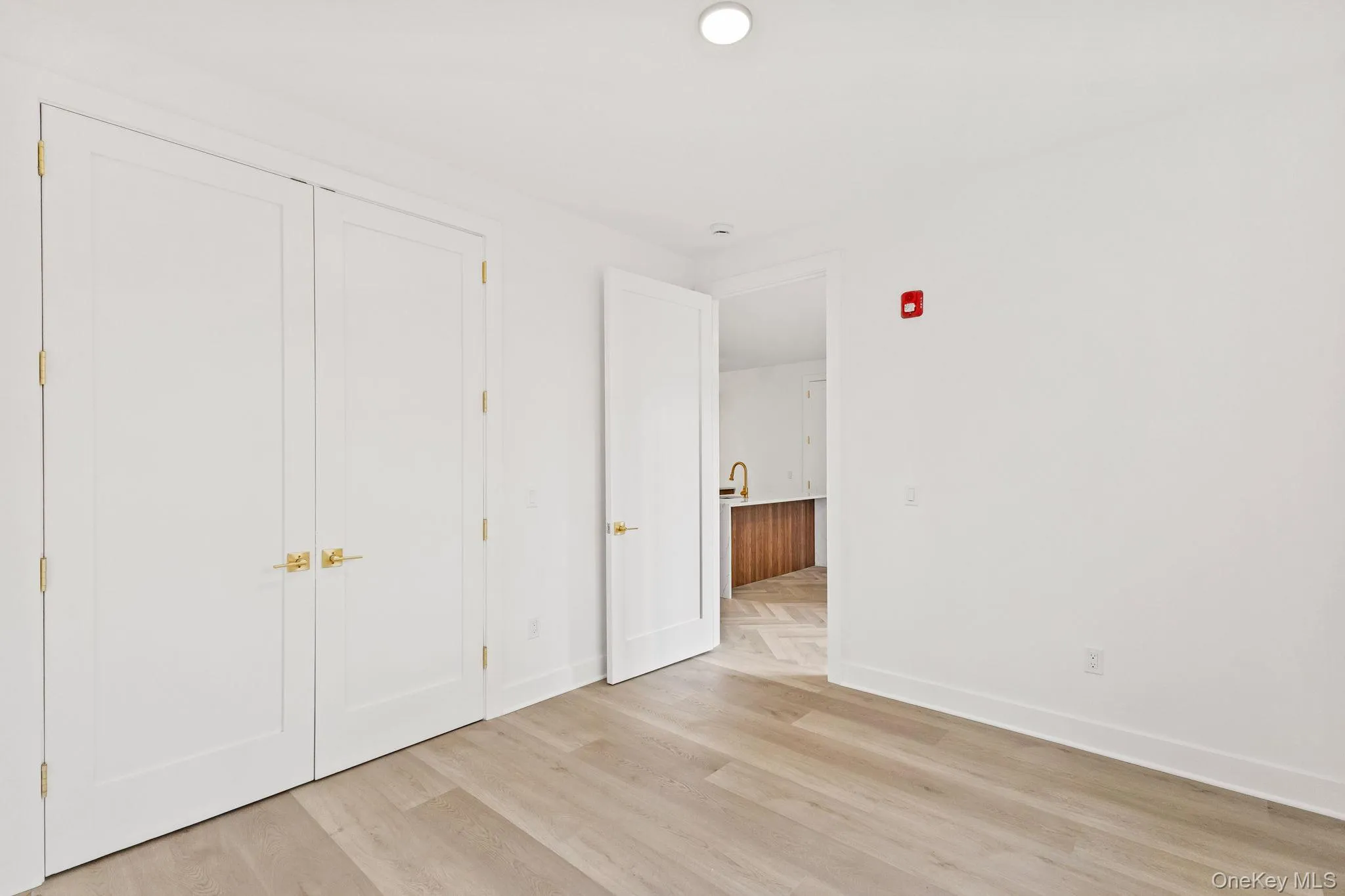 Unfurnished bedroom with light wood-style flooring and a closet Unfurnished bedroom with light wood-style flooring and a closet