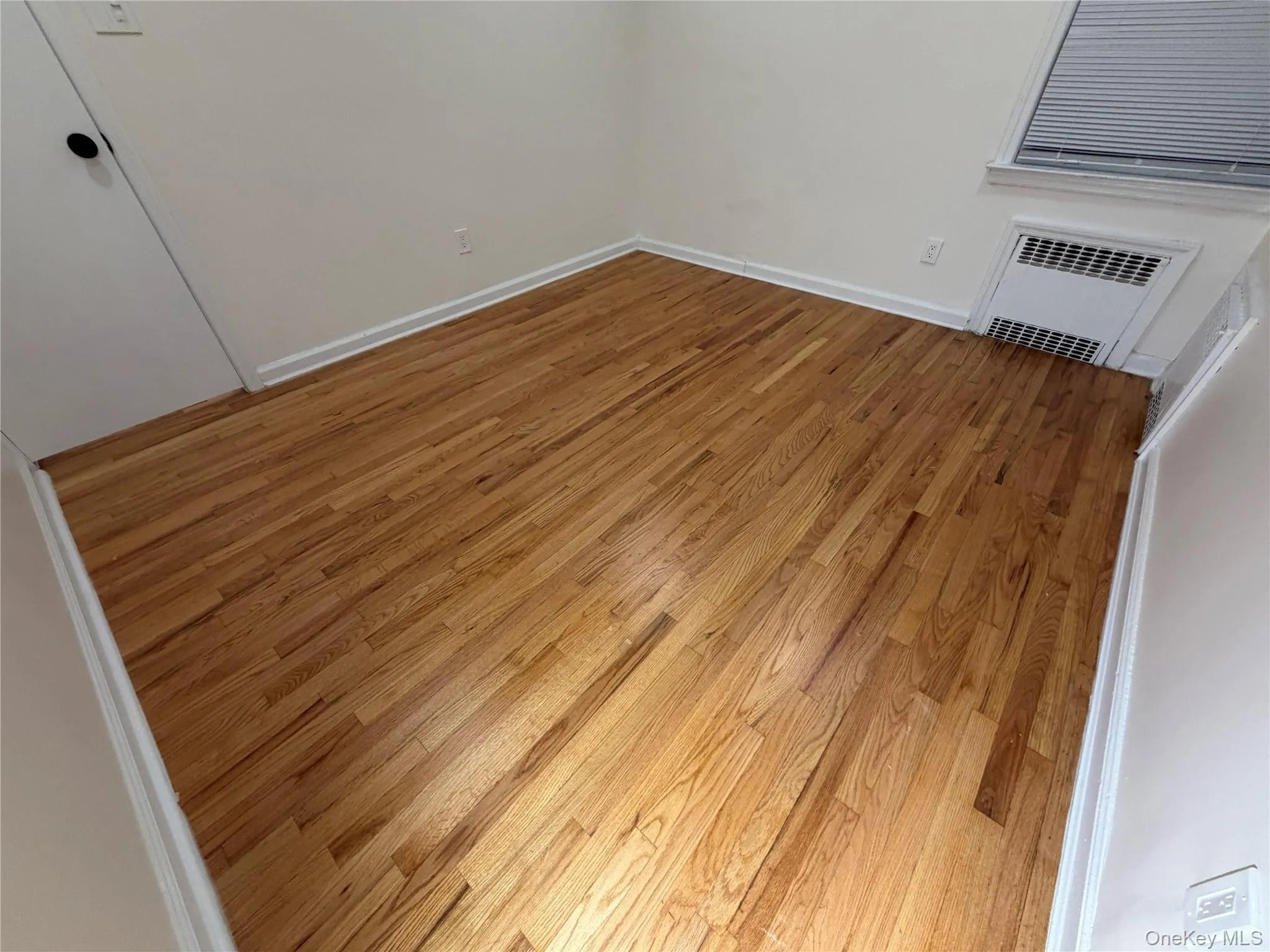 Unfurnished room with light wood-style flooring and radiator heating unit Unfurnished room with light wood-style flooring and radiator heating unit