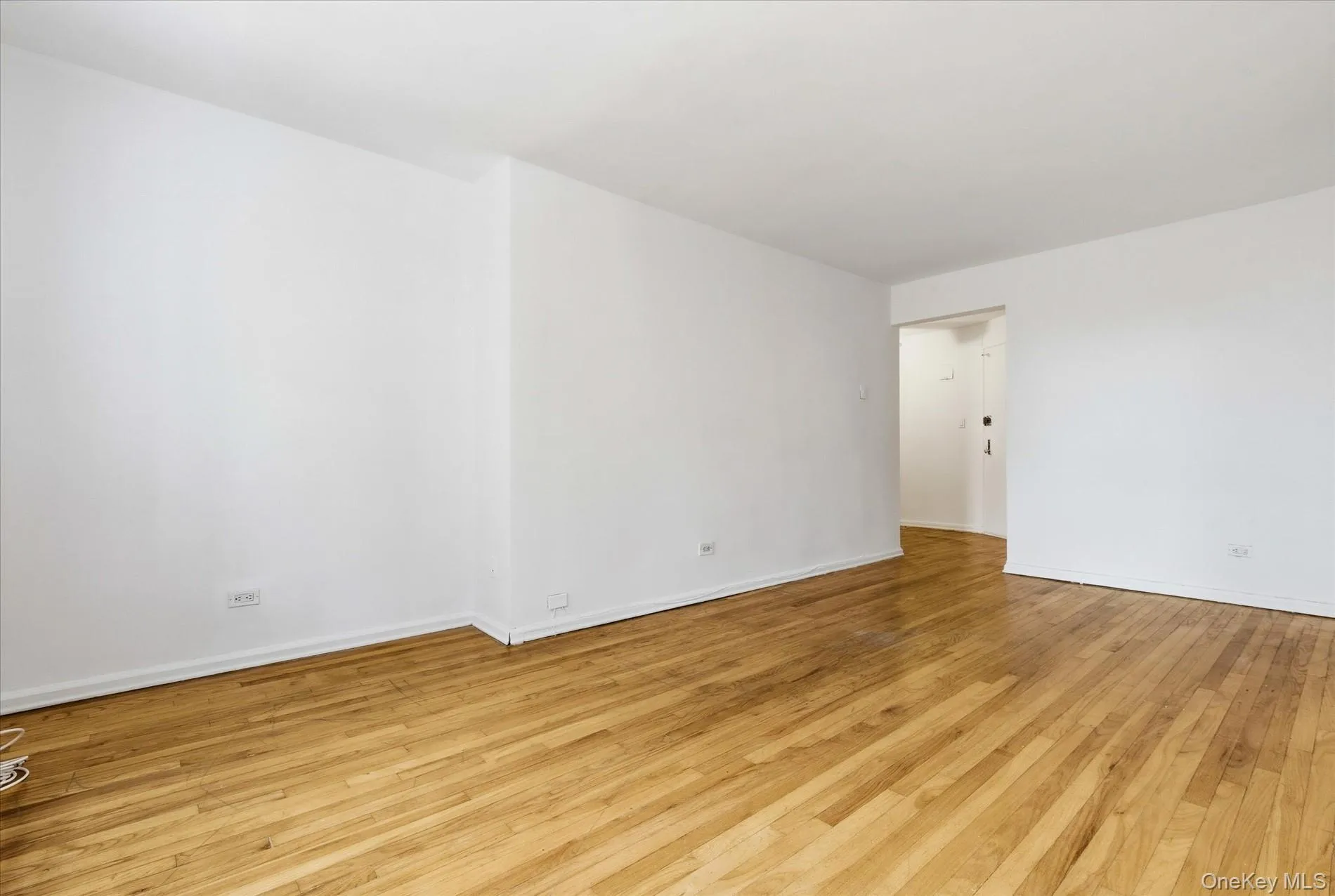 Empty room featuring light wood-type flooring and baseboards Empty room featuring light wood-type flooring and baseboards