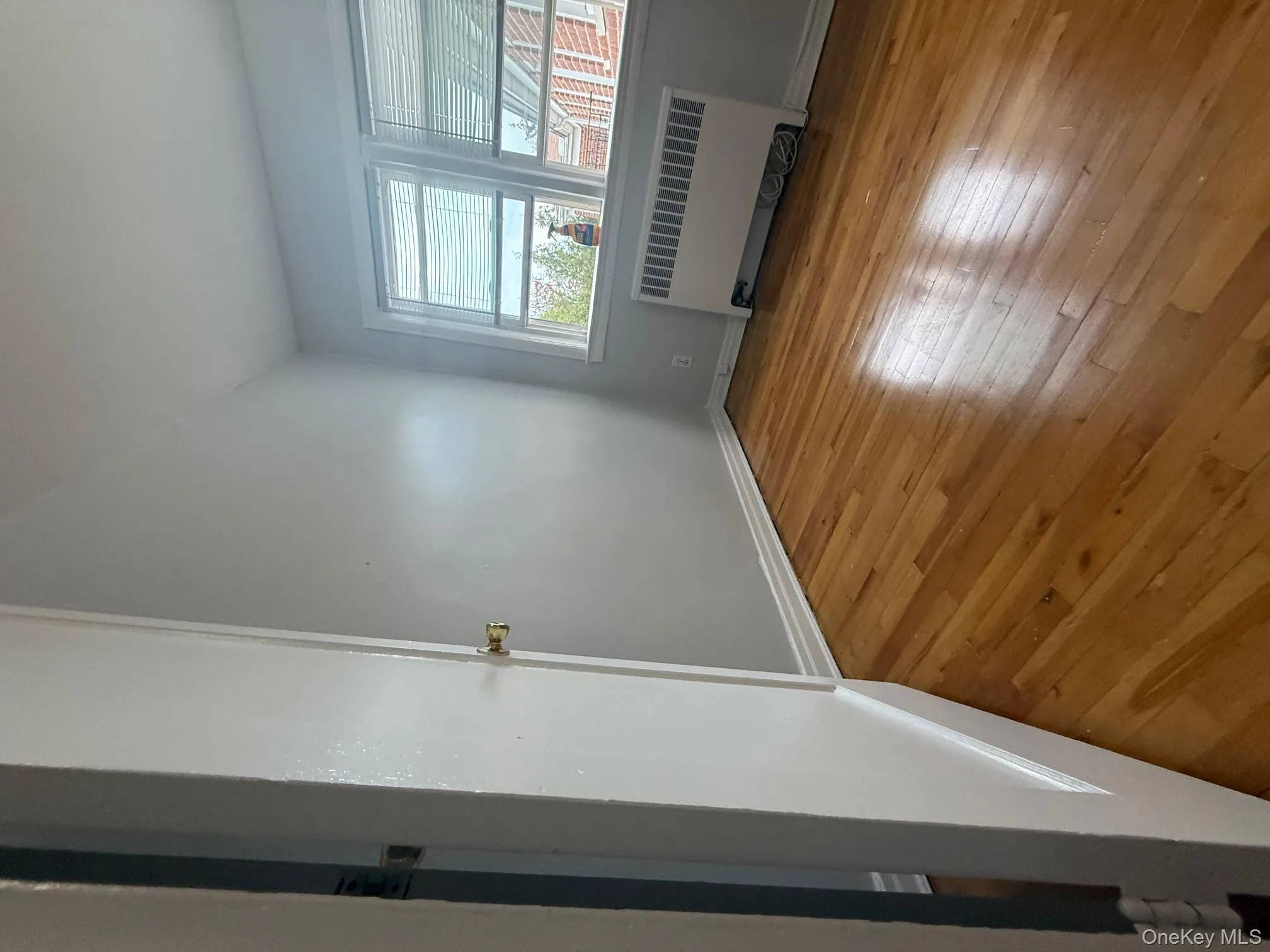 Empty room featuring radiator and light wood-style flooring Empty room featuring radiator and light wood-style flooring