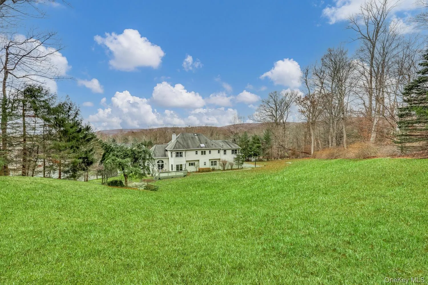 View of green lawn with a wooded view View of green lawn with a wooded view