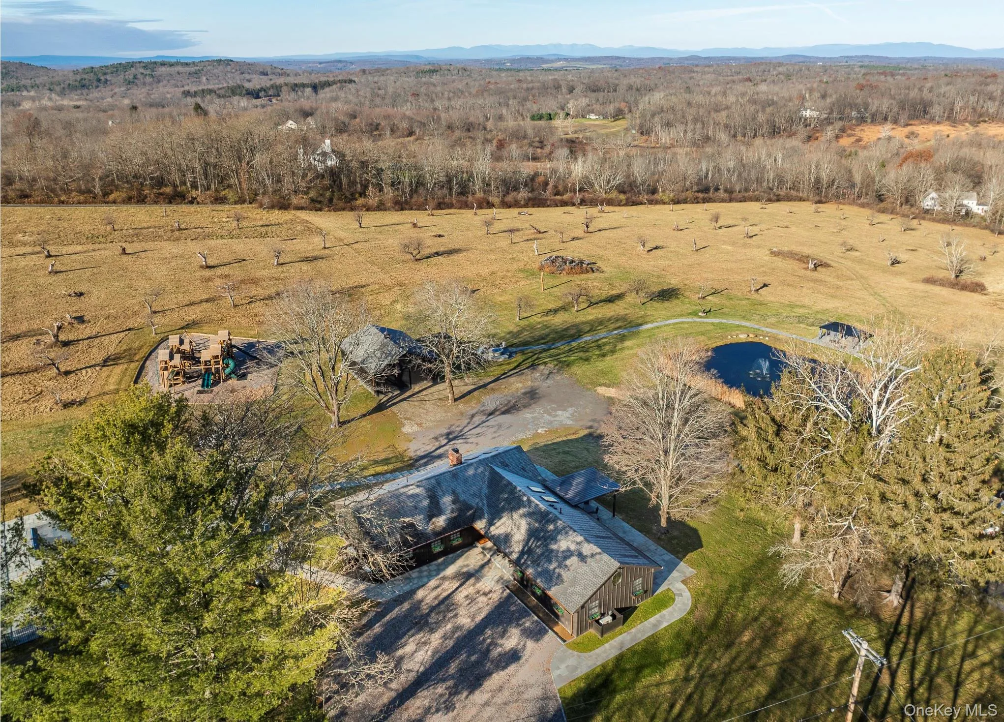 Overview of rural landscape and Catskill Mountain views in the distance Overview of rural landscape and Catskill Mountain views in the distance