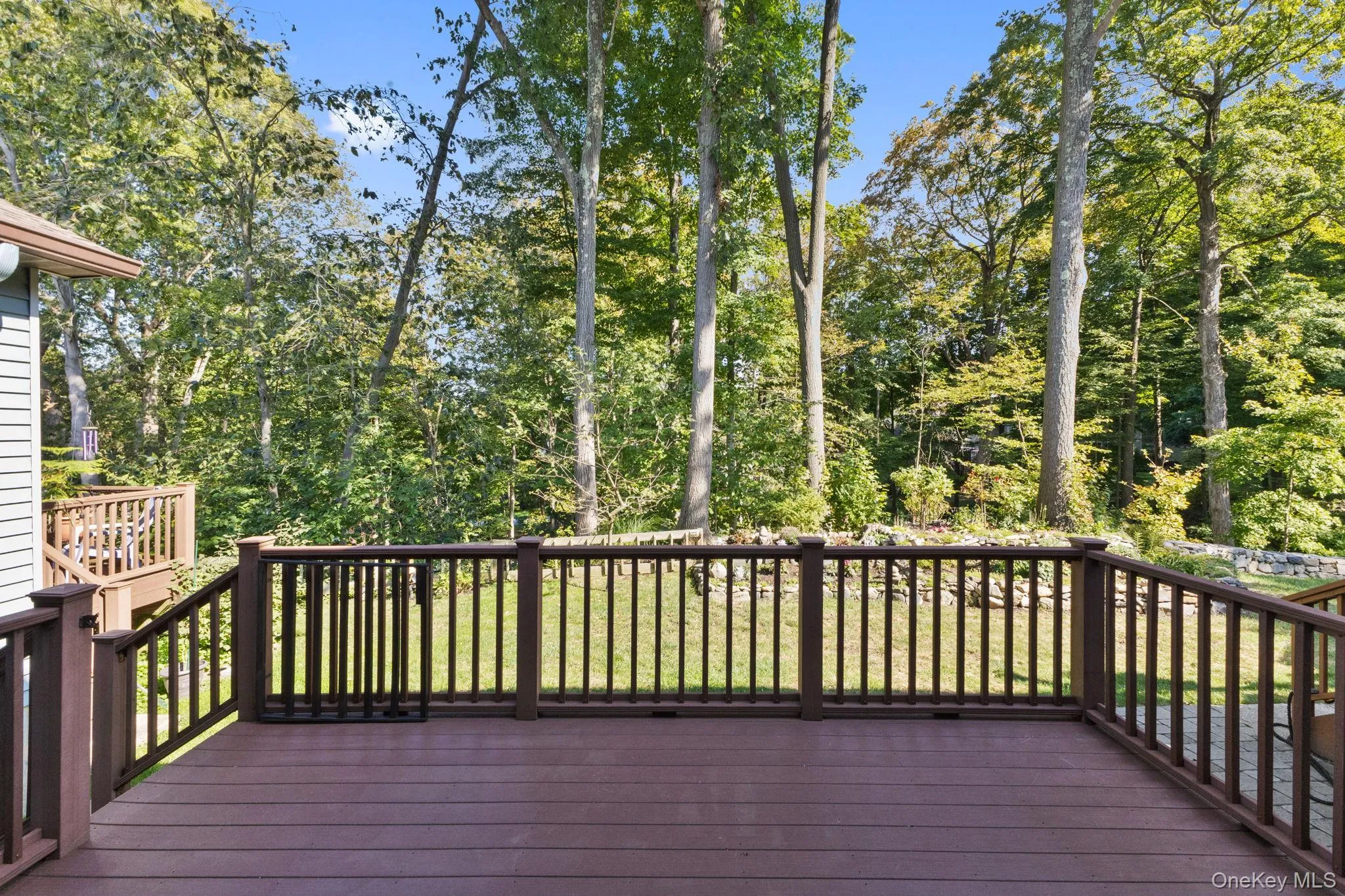 Enjoy scenic views from the large deck. Enjoy scenic views from the large deck.