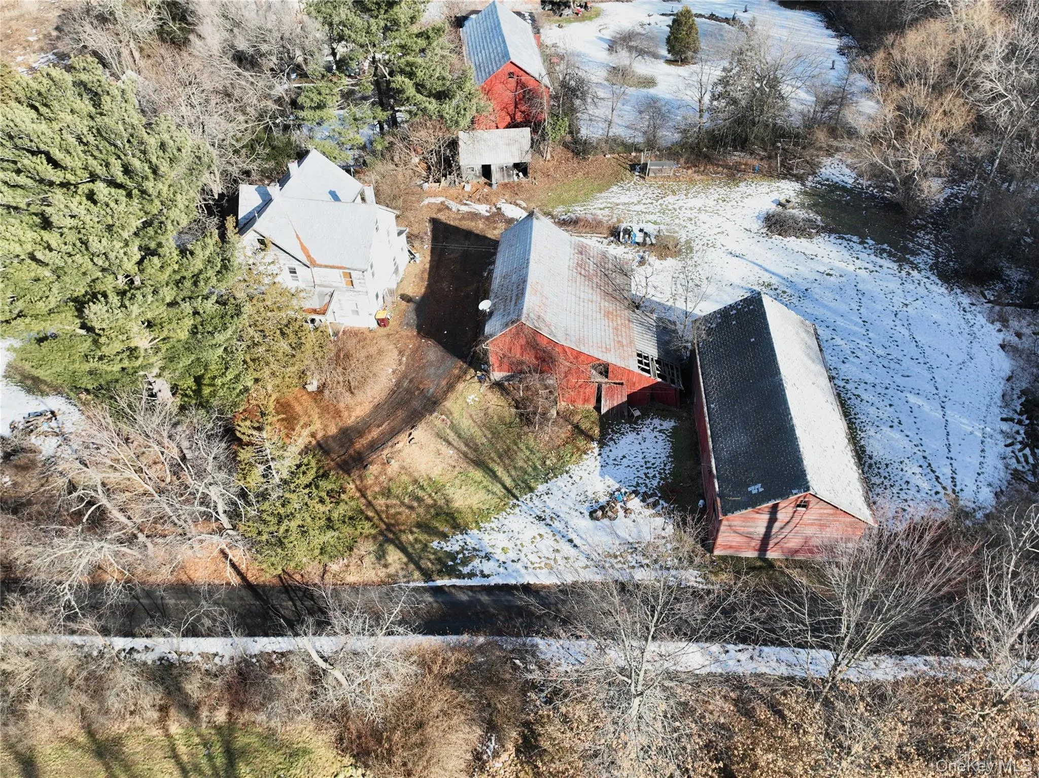 View of snowy aerial view View of snowy aerial view