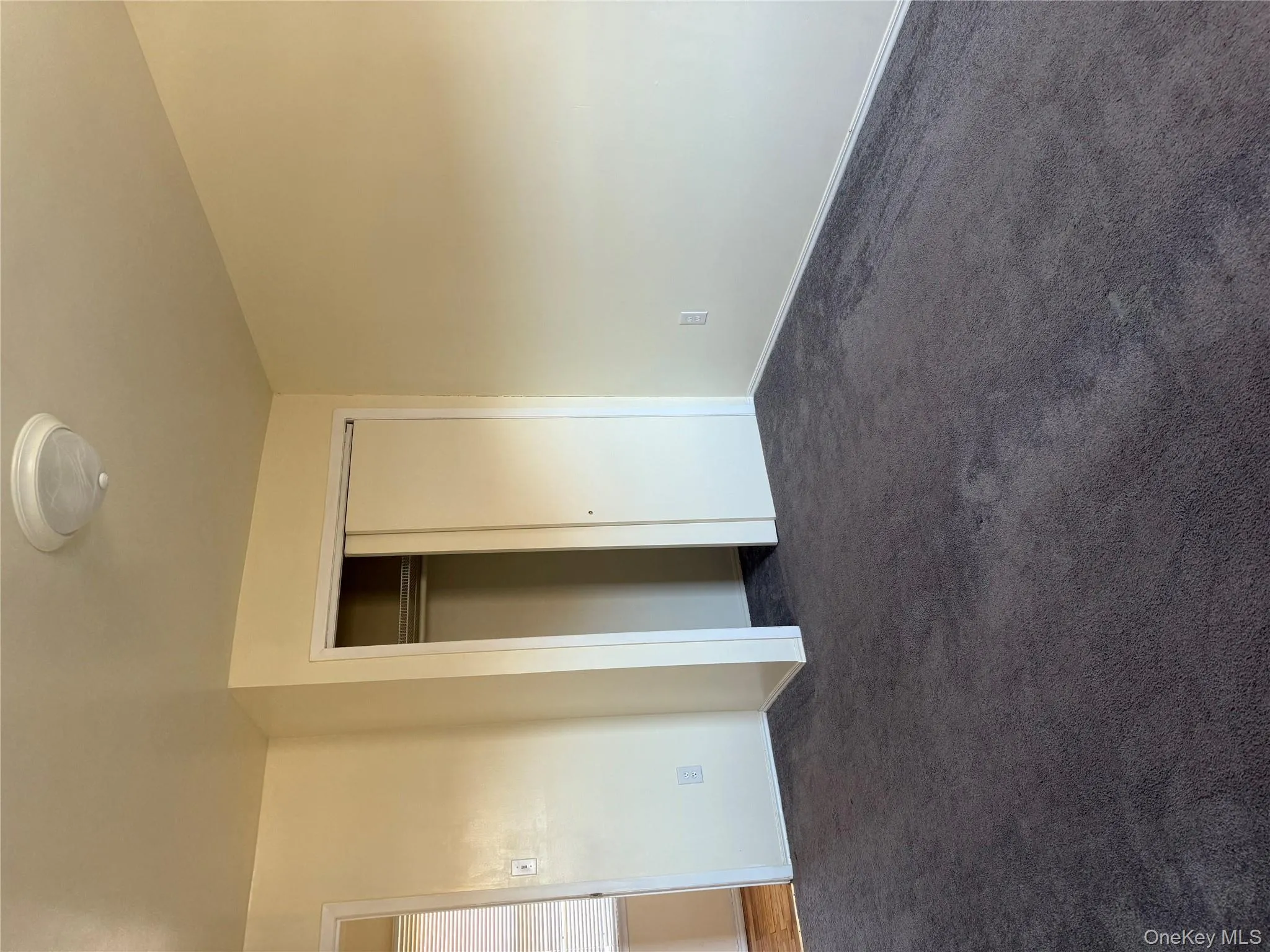 Unfurnished bedroom with dark colored carpet and a closet Unfurnished bedroom with dark colored carpet and a closet