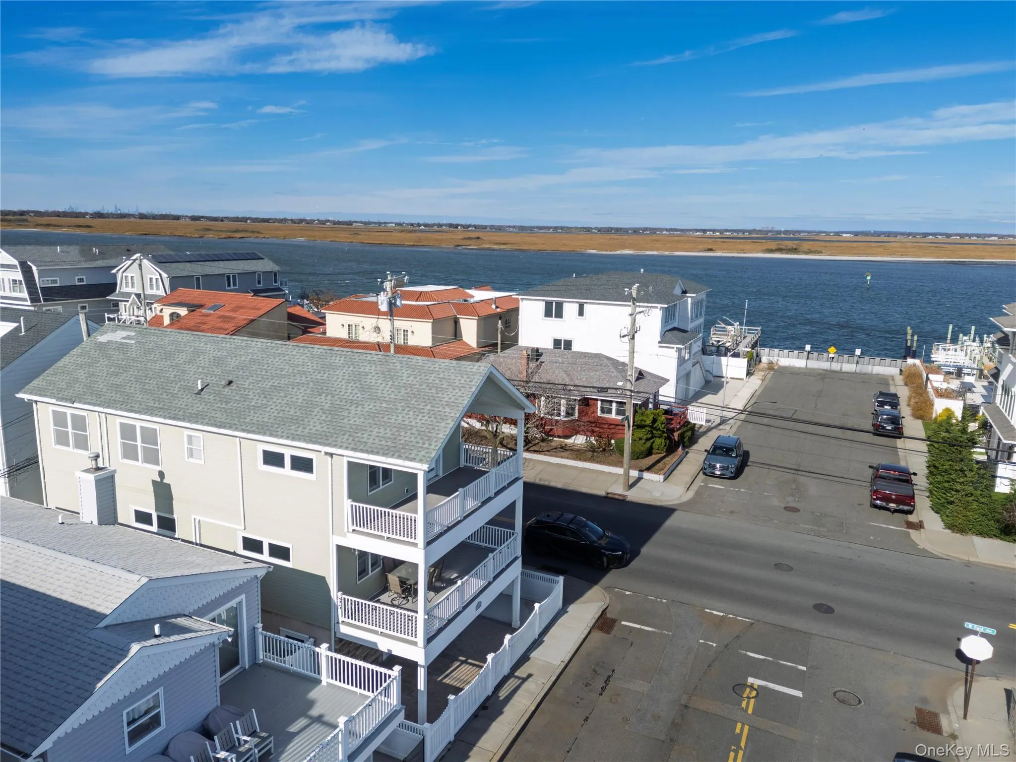 Bird's eye view of a nearby body of water Bird's eye view of a nearby body of water