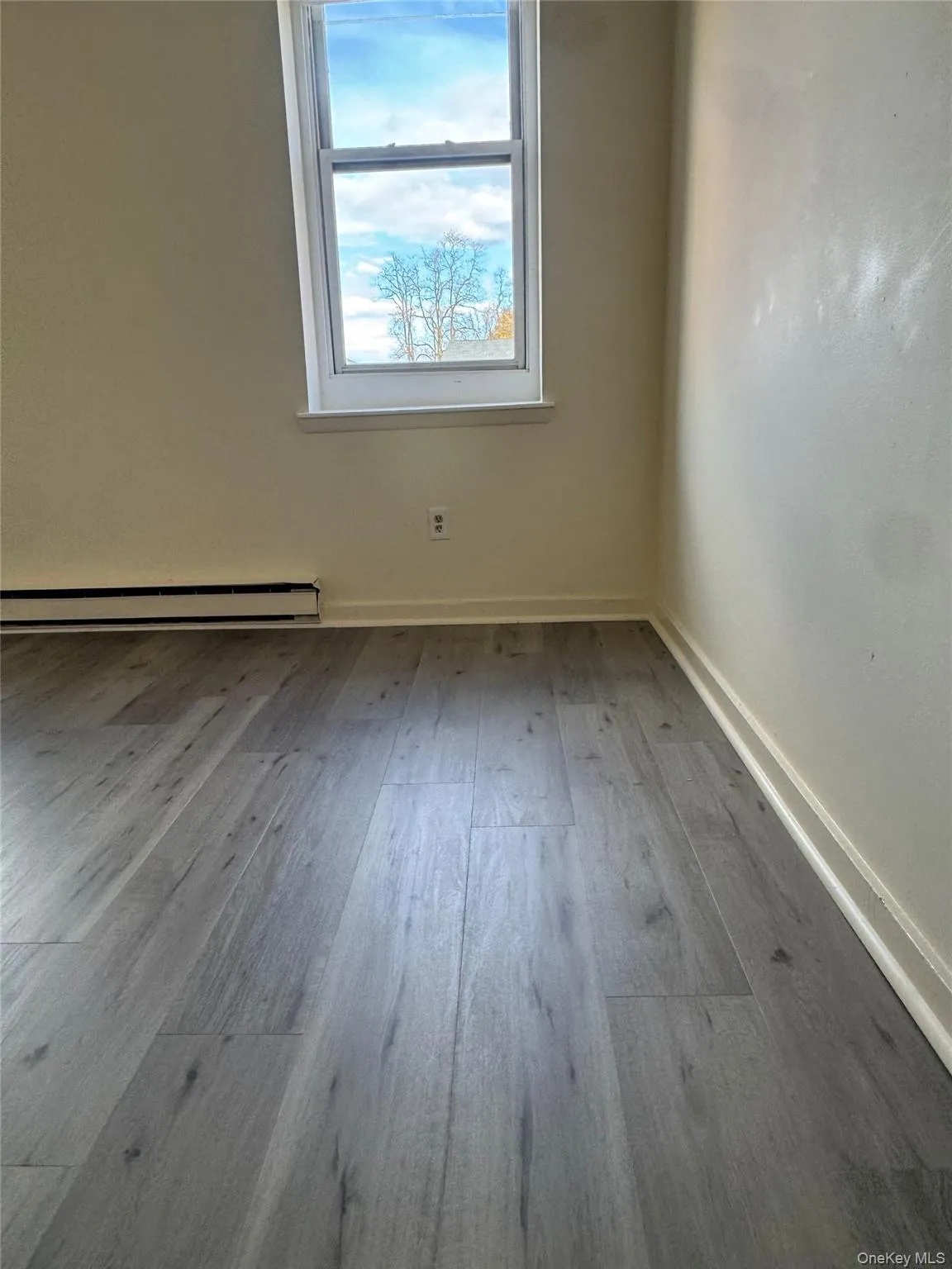 Spare room featuring light wood-style floors and baseboard heating Spare room featuring light wood-style floors and baseboard heating