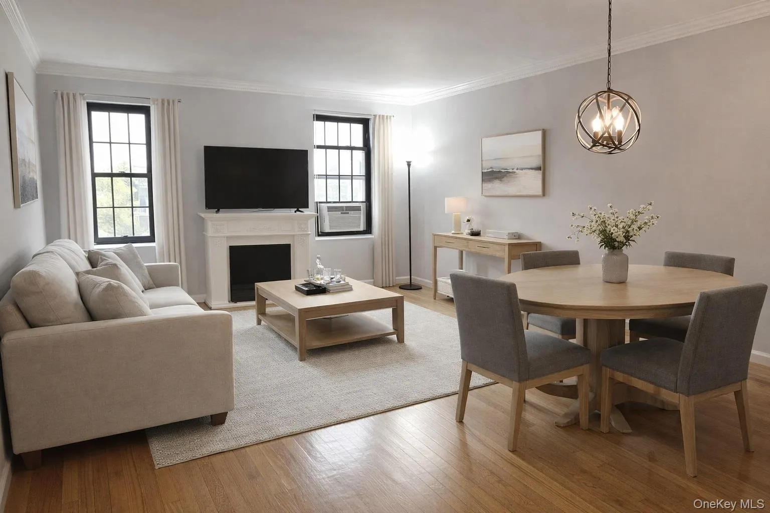 Virtually Staged Living Room with Dining area Virtually Staged Living Room with Dining area