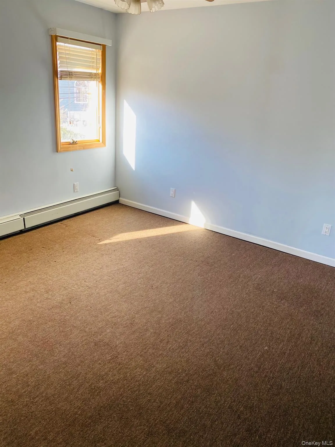 Carpeted empty room with baseboard heating and baseboards Carpeted empty room with baseboard heating and baseboards