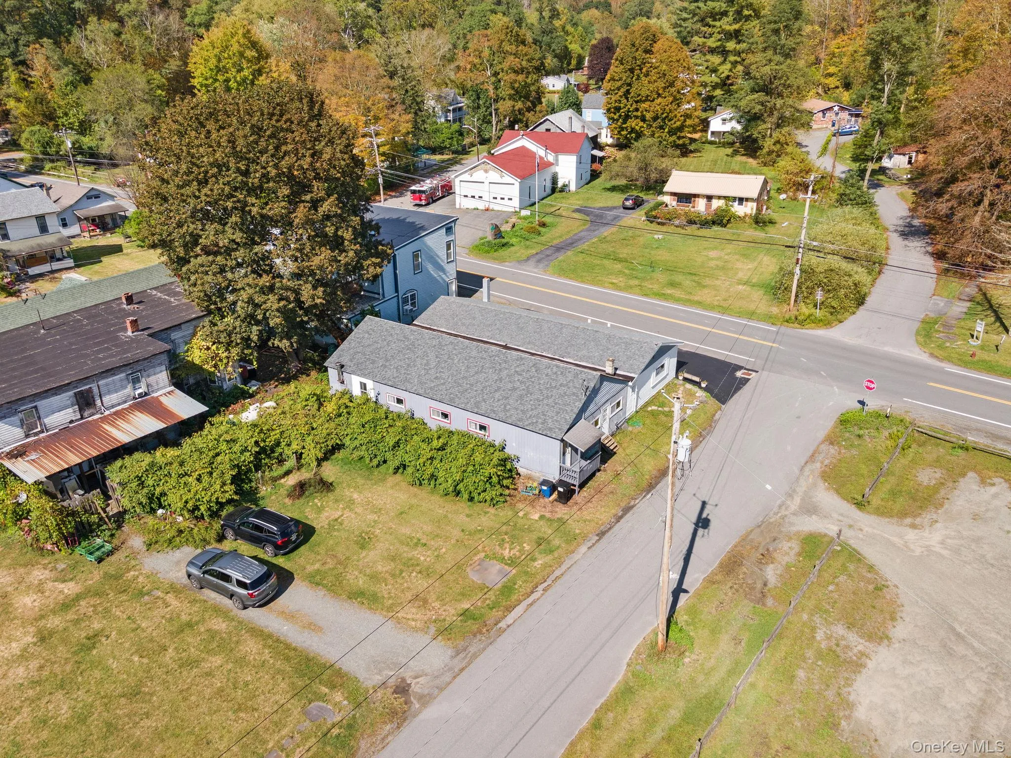 Aerial perspective of suburban area Aerial perspective of suburban area