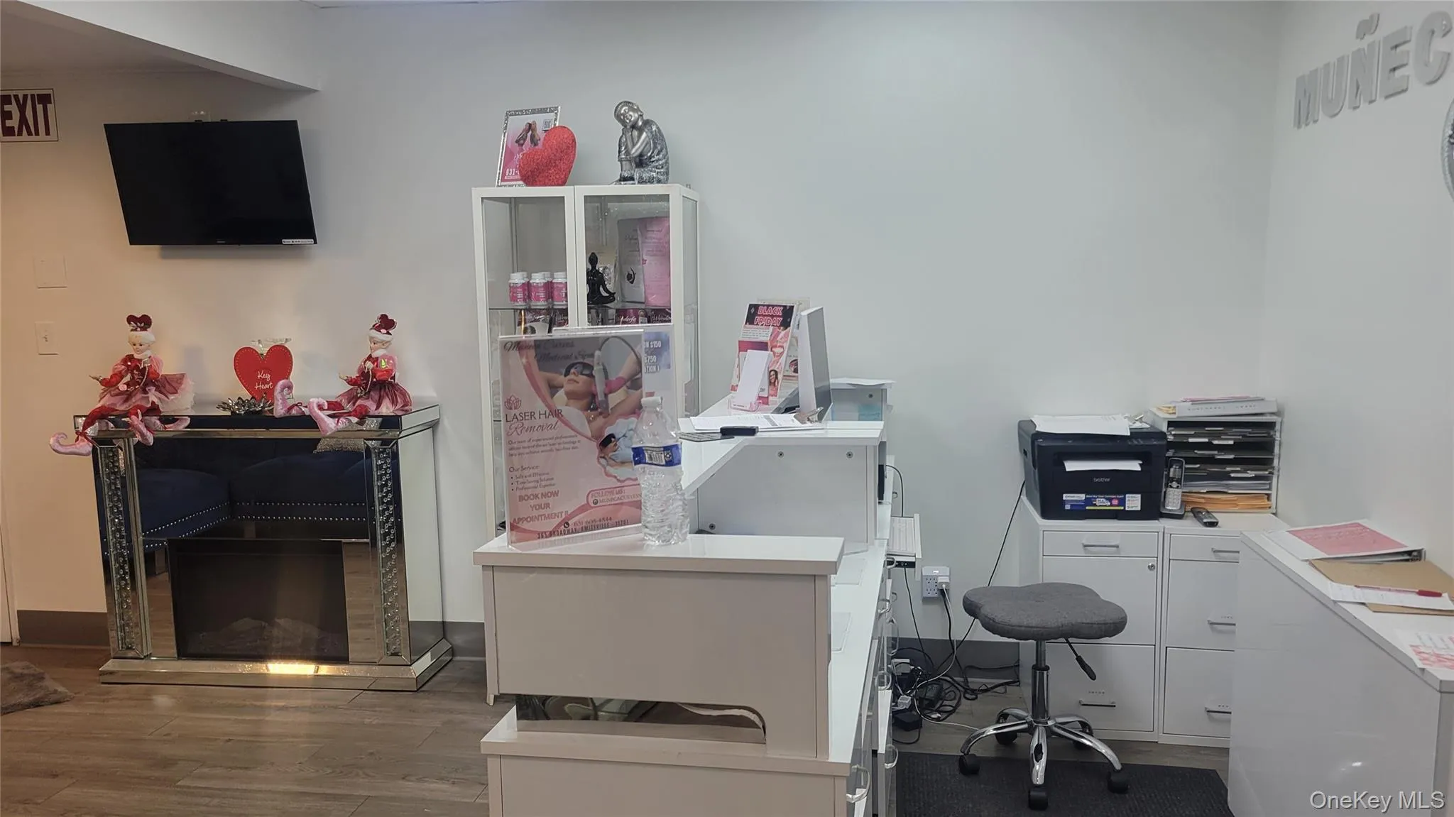 Office area featuring dark wood-style floors Office area featuring dark wood-style floors