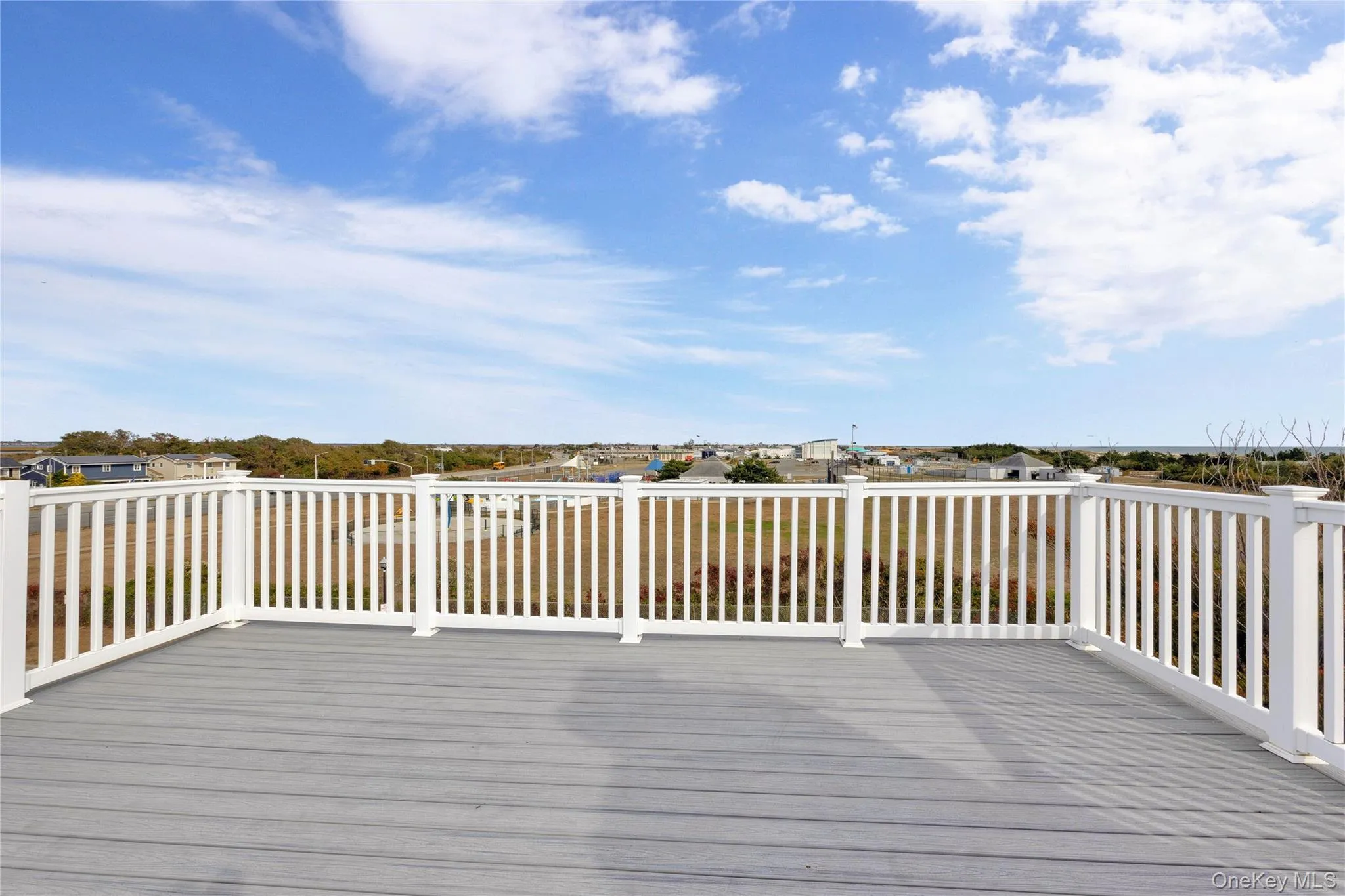 Deck with a residential view Deck with a residential view